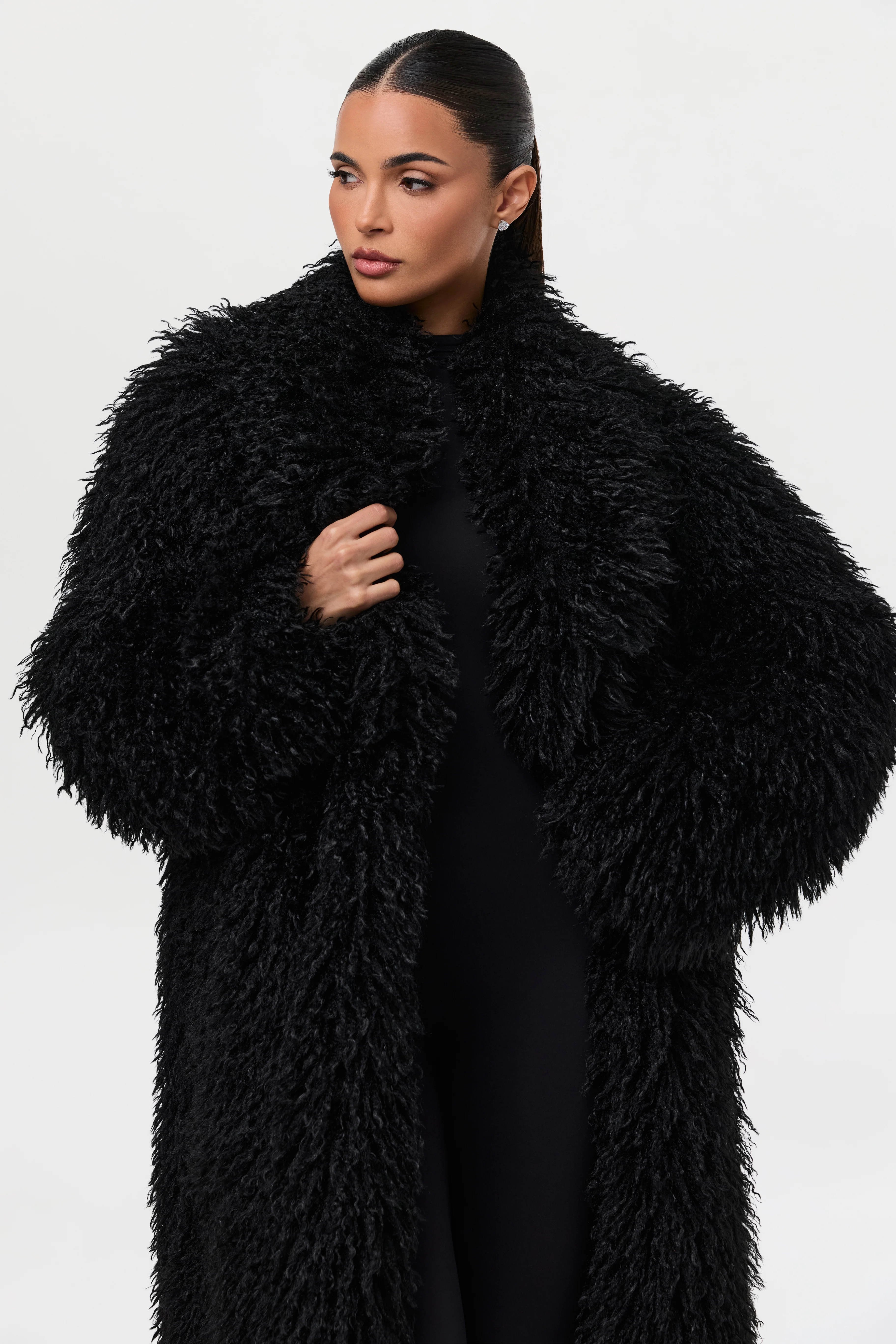 Faux Fur Plush Long Coat - Image 8