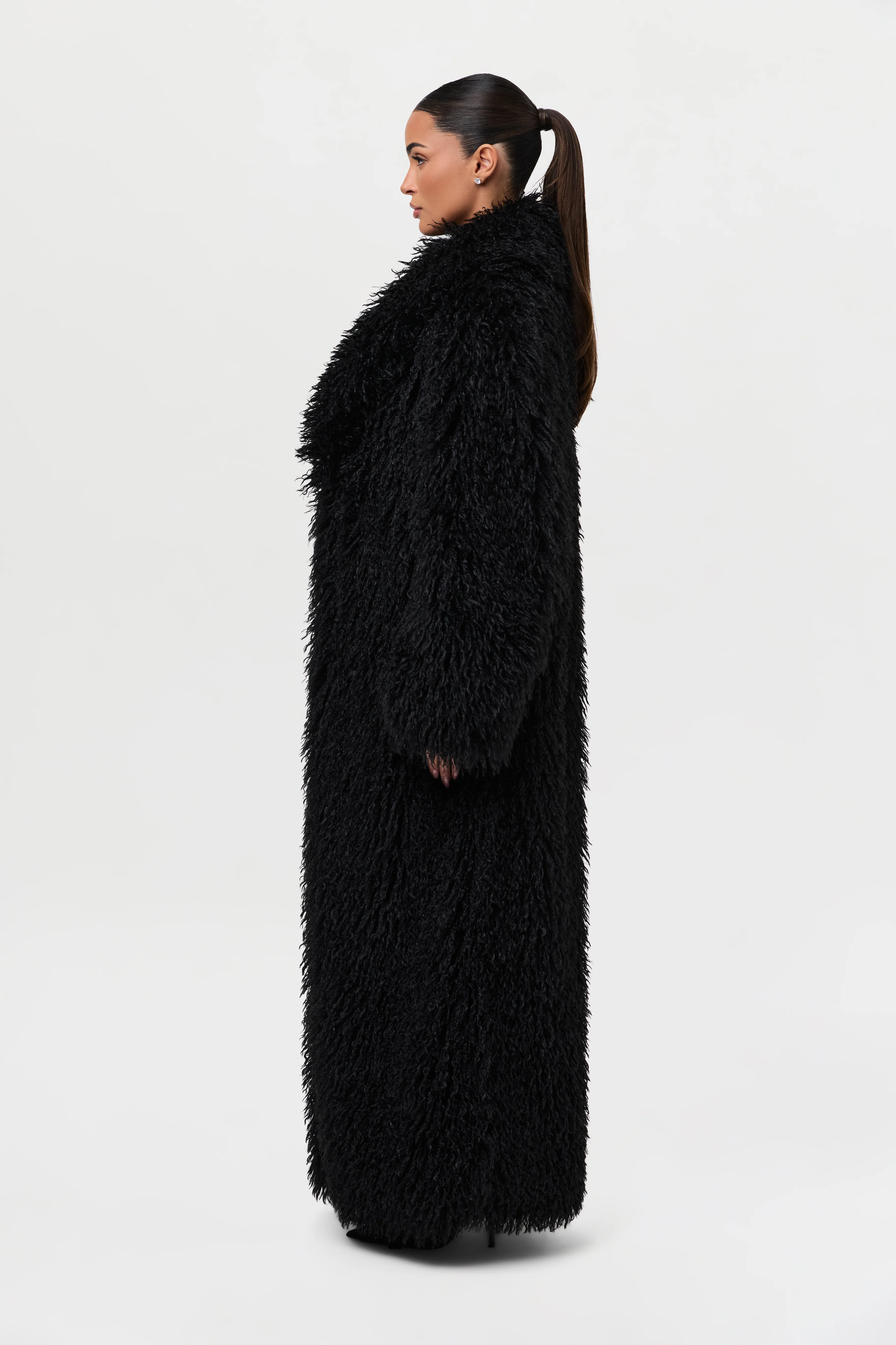 Faux Fur Plush Long Coat - Image 9