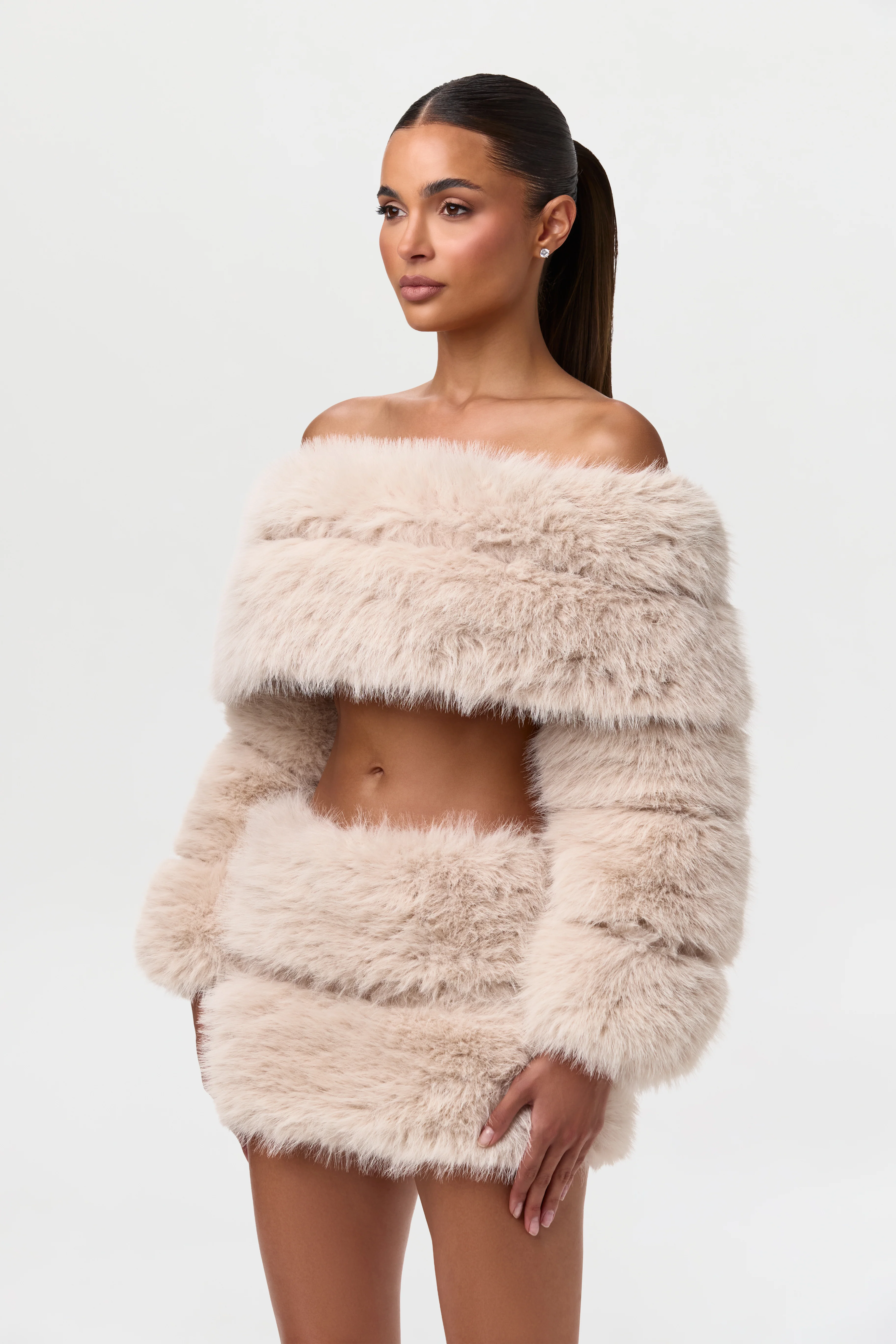 Faux Fur Off-Shoulder Pelted Top - Image 10