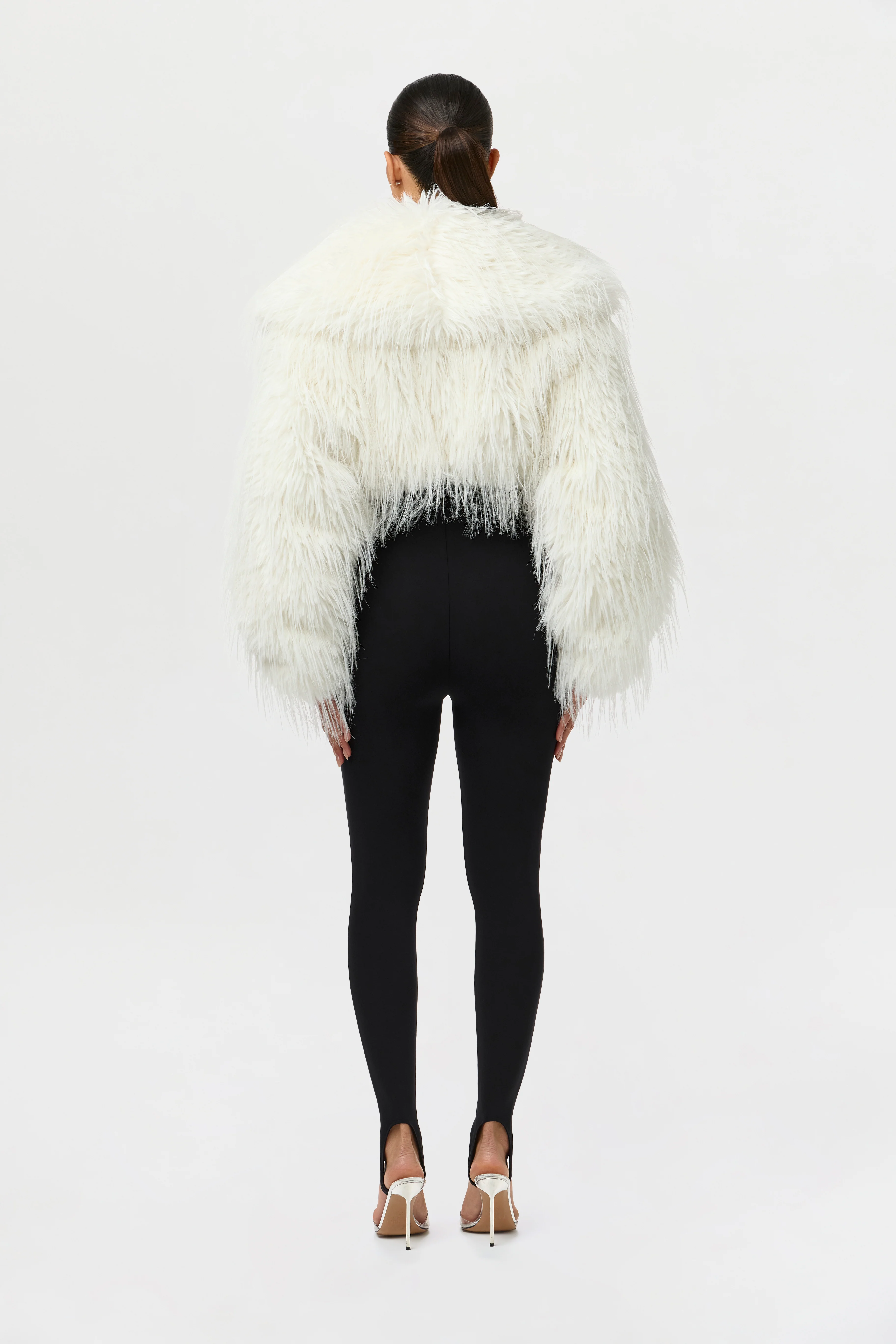 Faux Fur Cropped Plush Jacket - Image 3