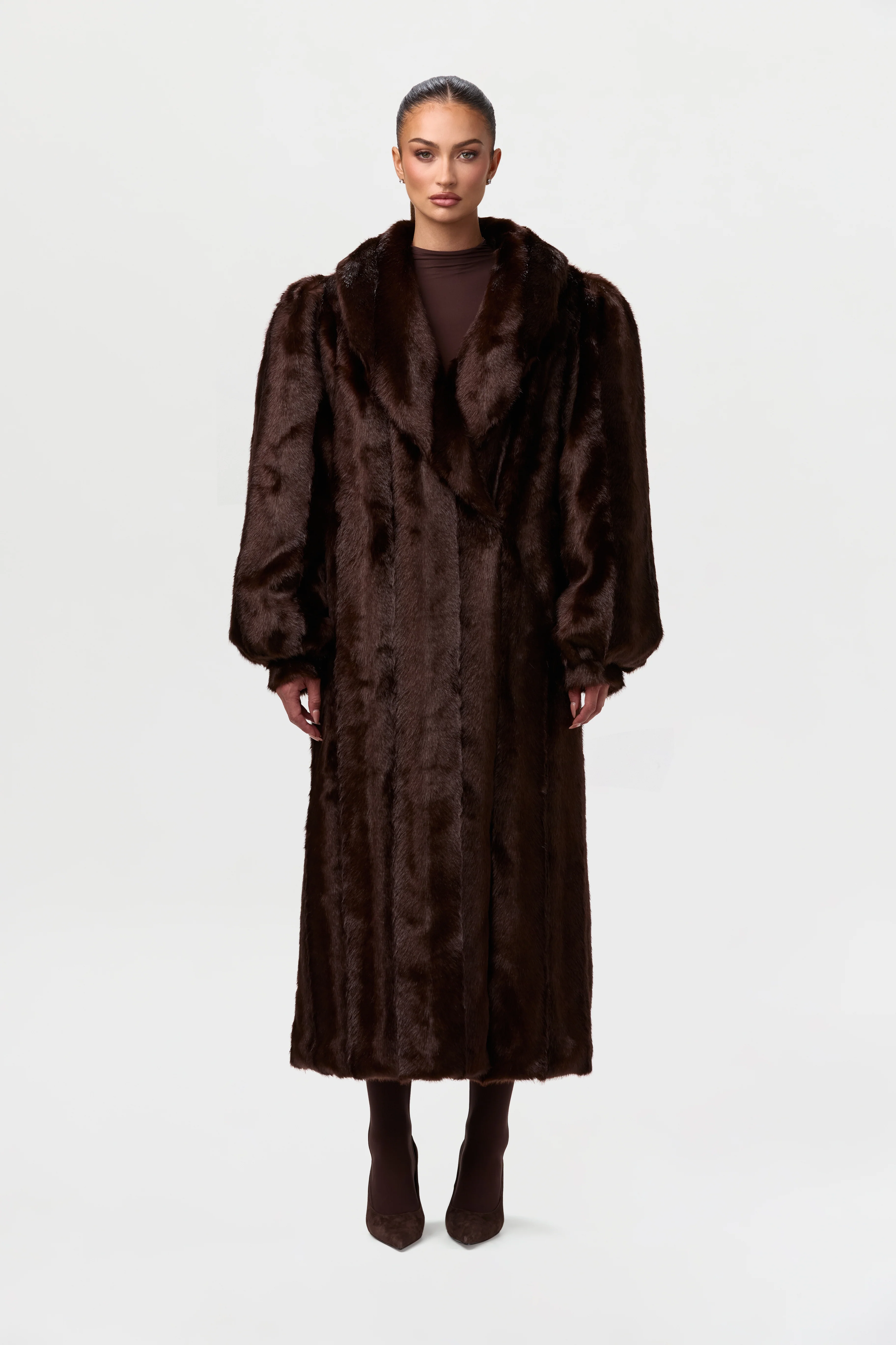 Faux Mink Long Coat - Image 10