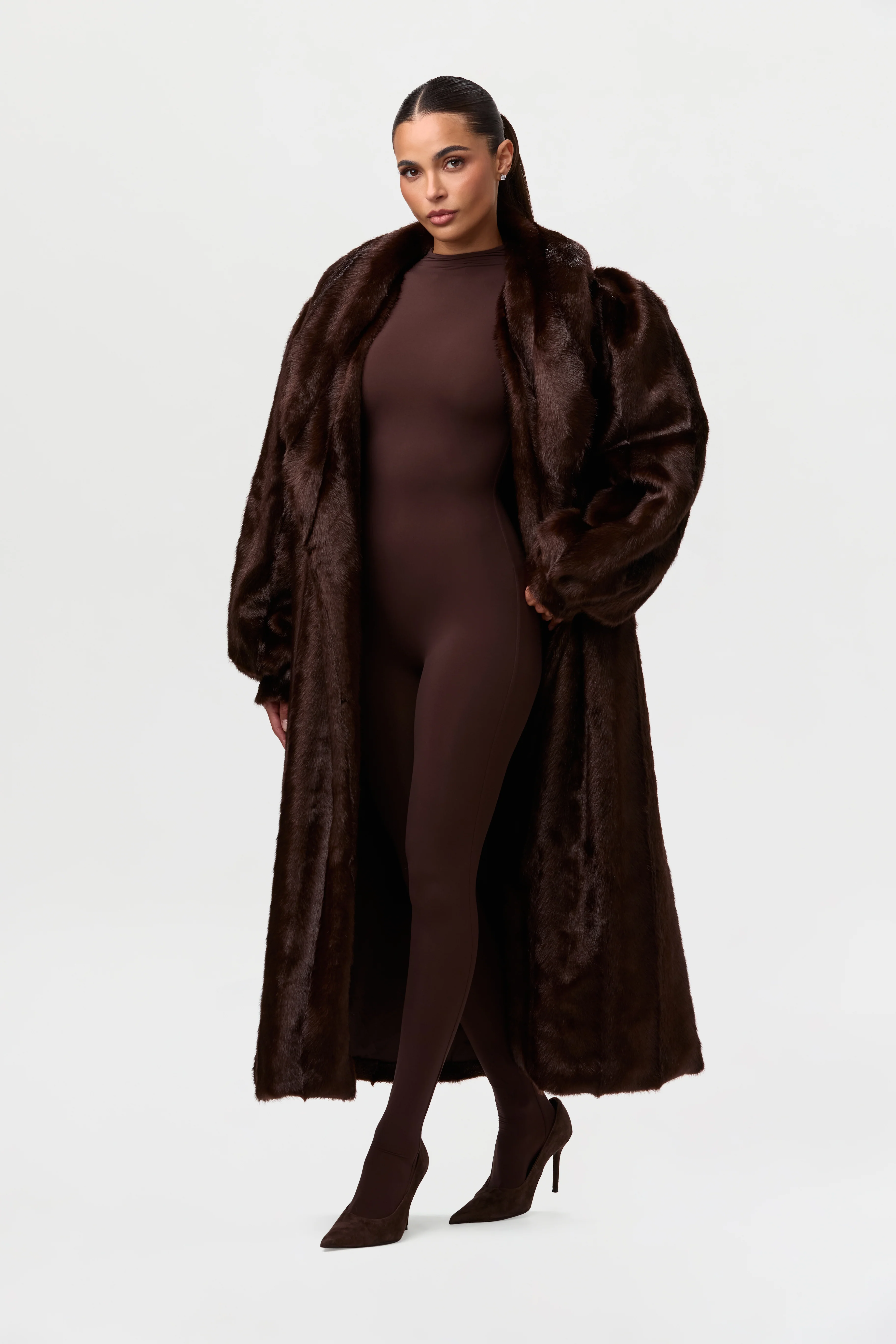 Faux Mink Long Coat - Image 11