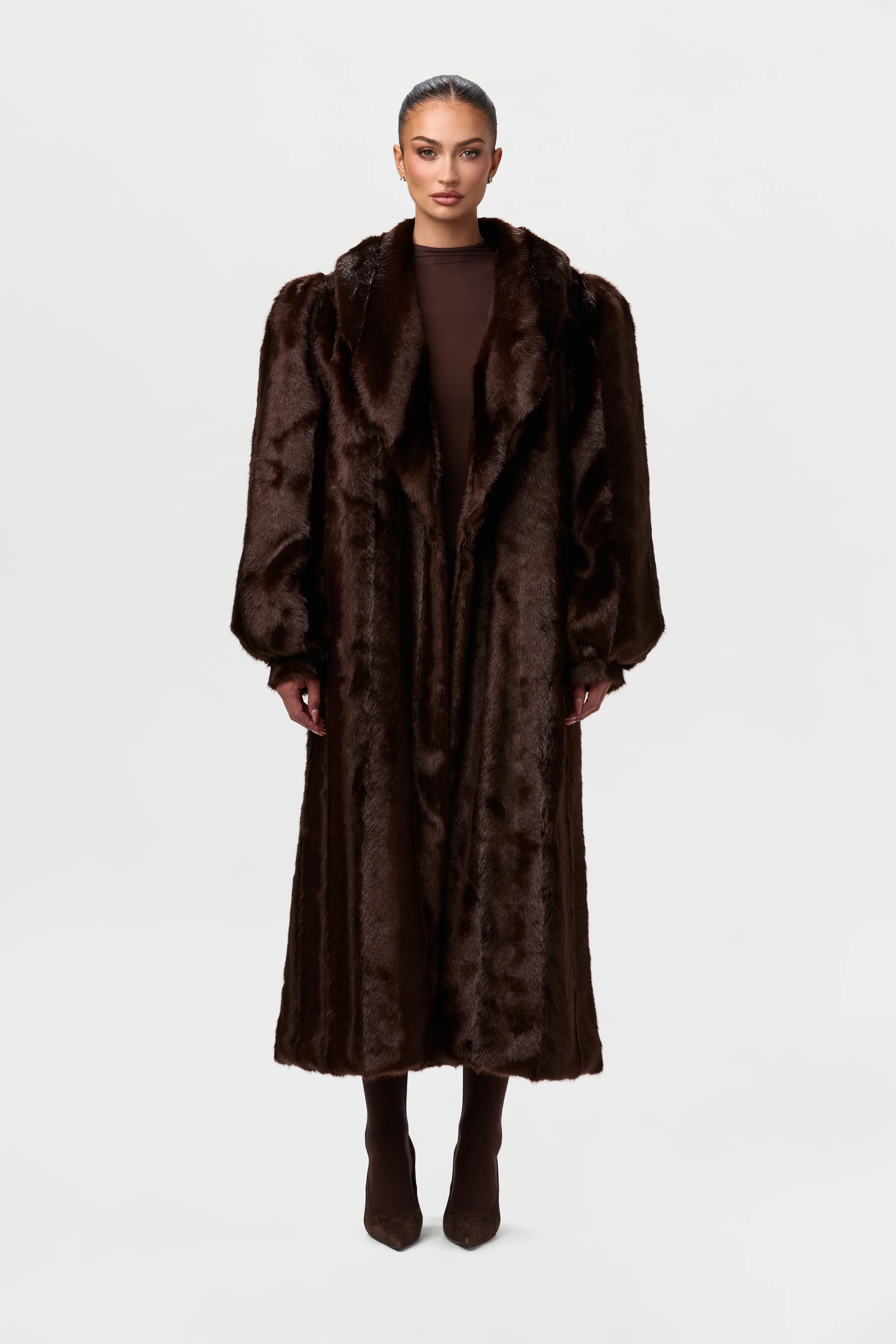 Faux Mink Long Coat - Image 13