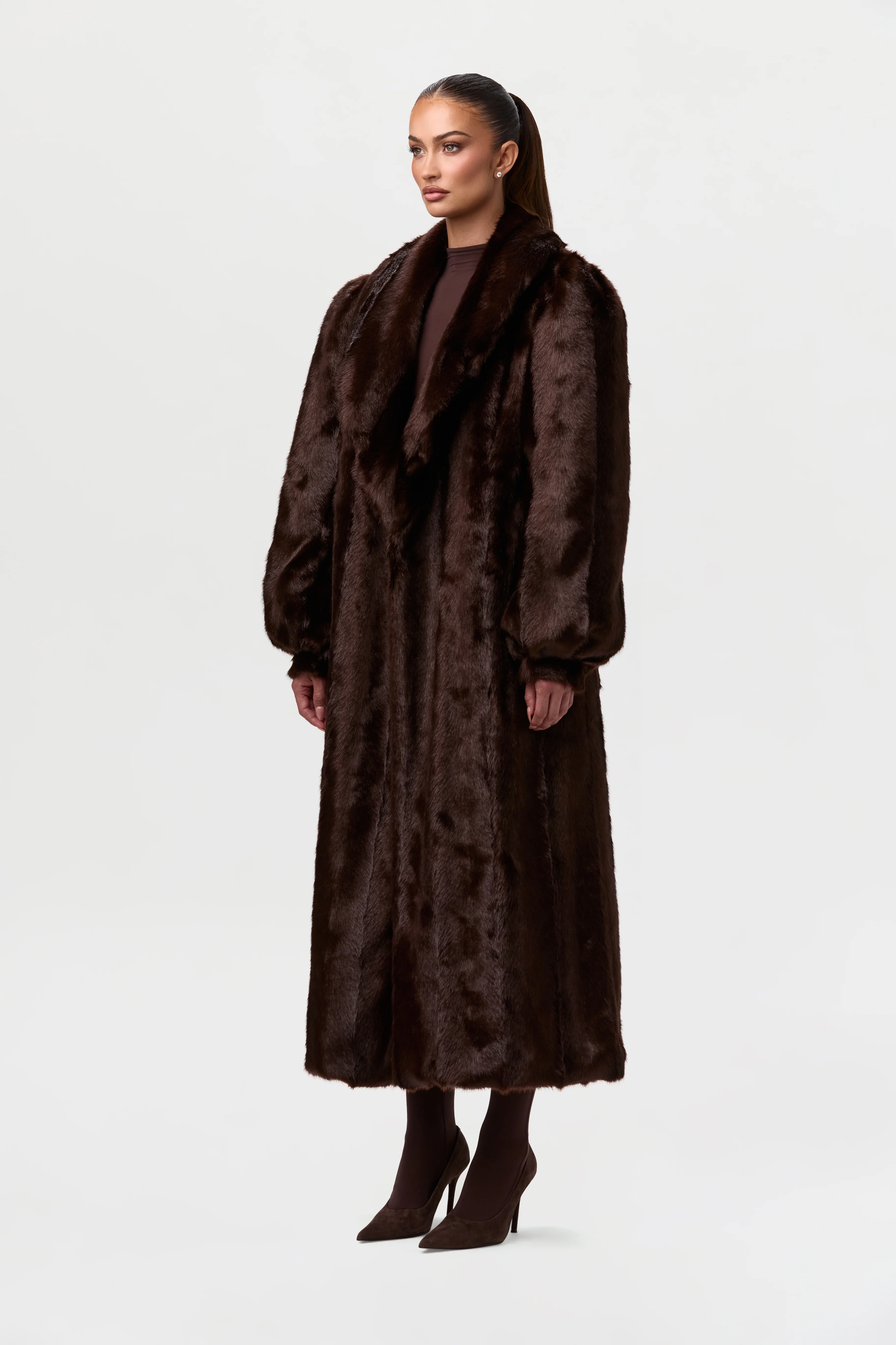Faux Mink Long Coat - Image 14