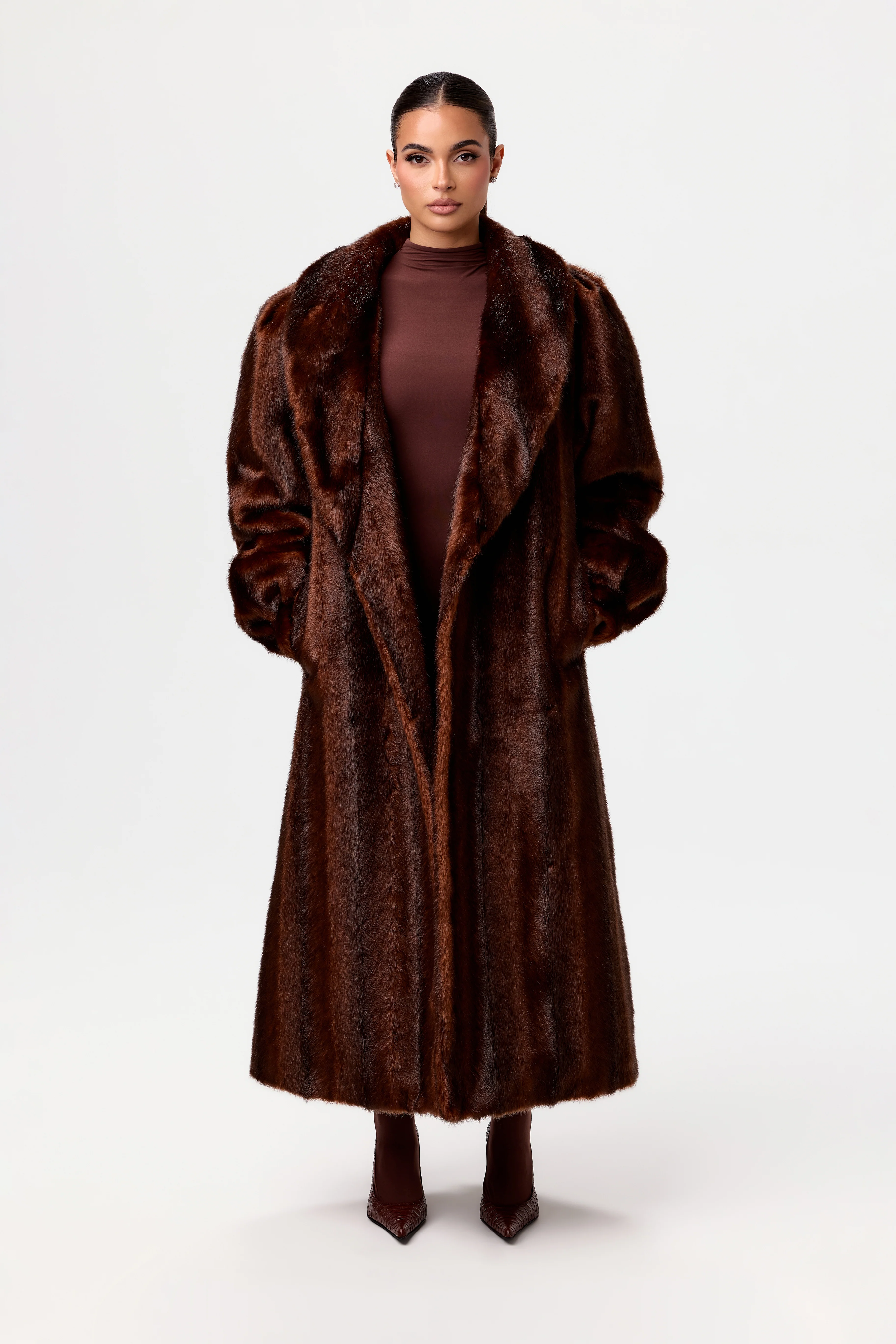 Faux Mink Long Coat - Image 16