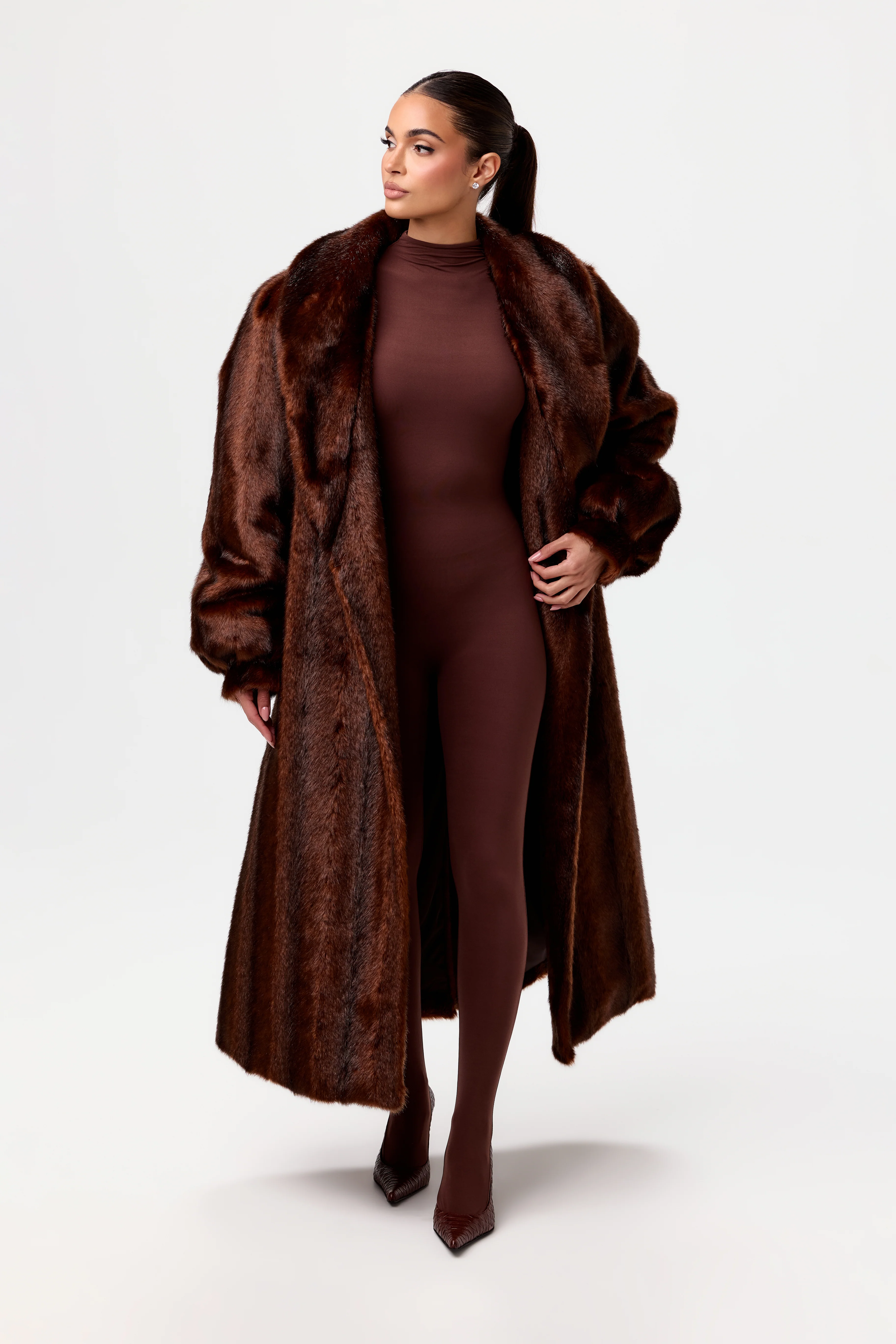 Faux Mink Long Coat - Image 18