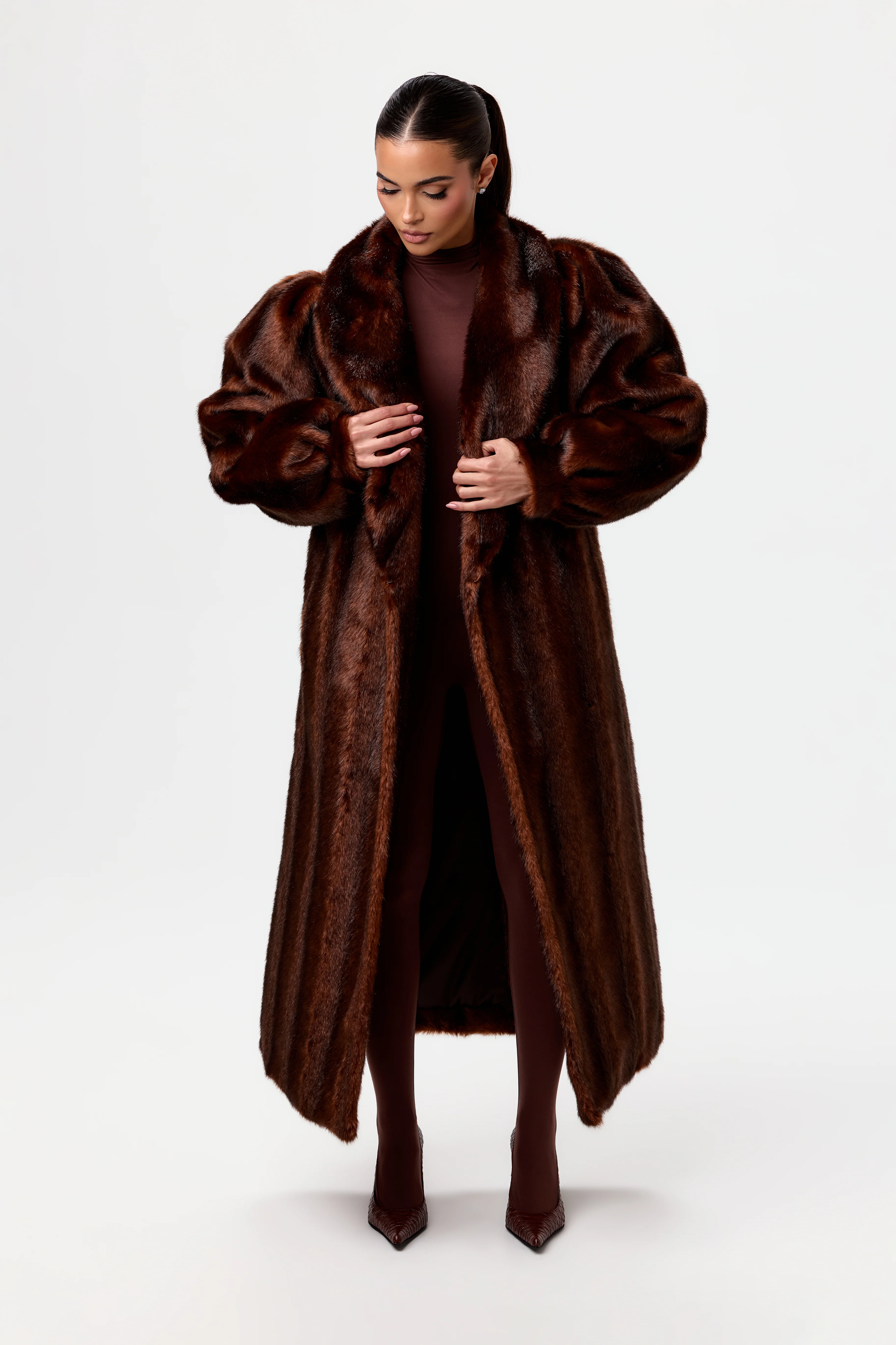Faux Mink Long Coat - Image 19