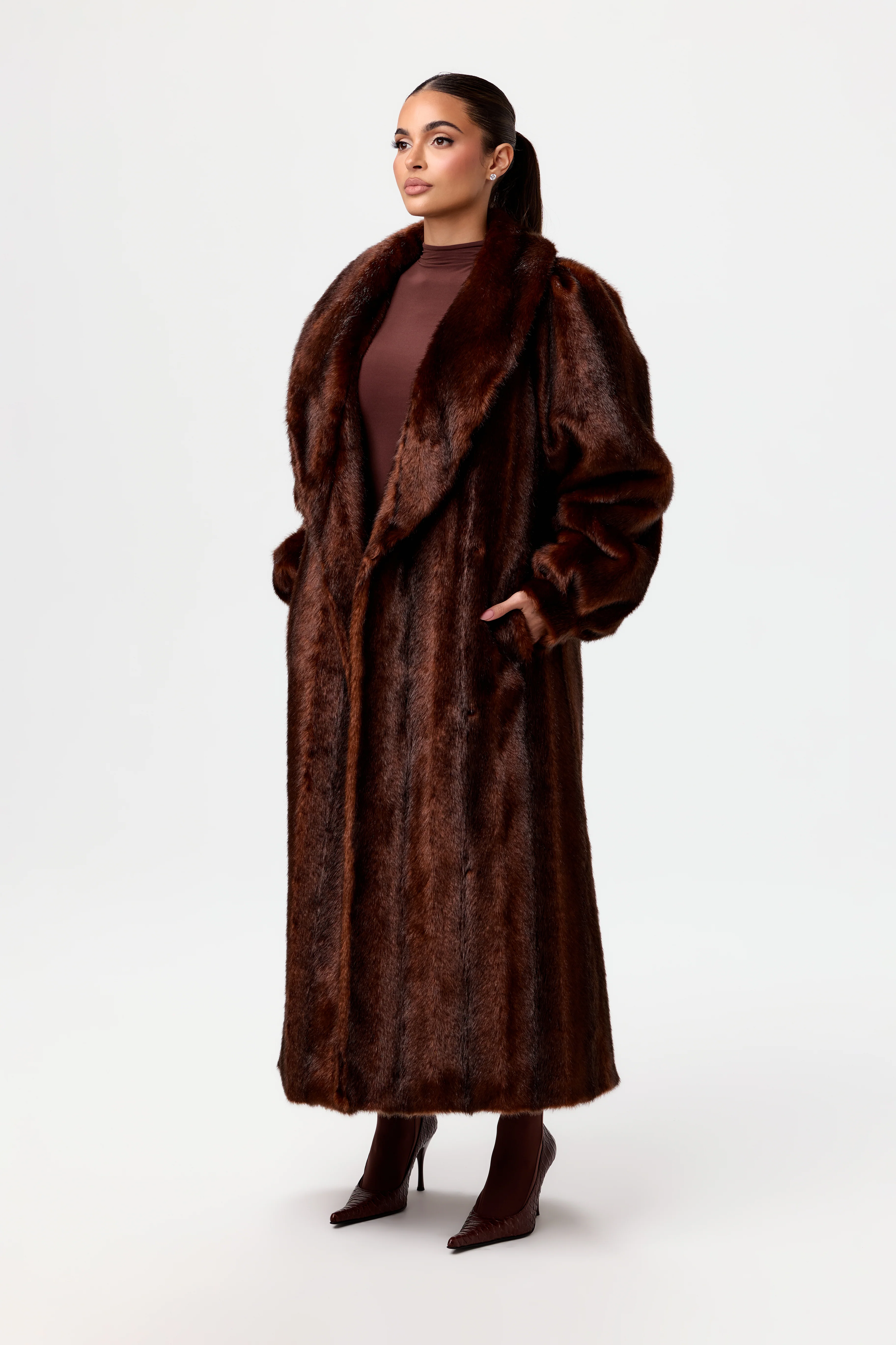 Faux Mink Long Coat - Image 20