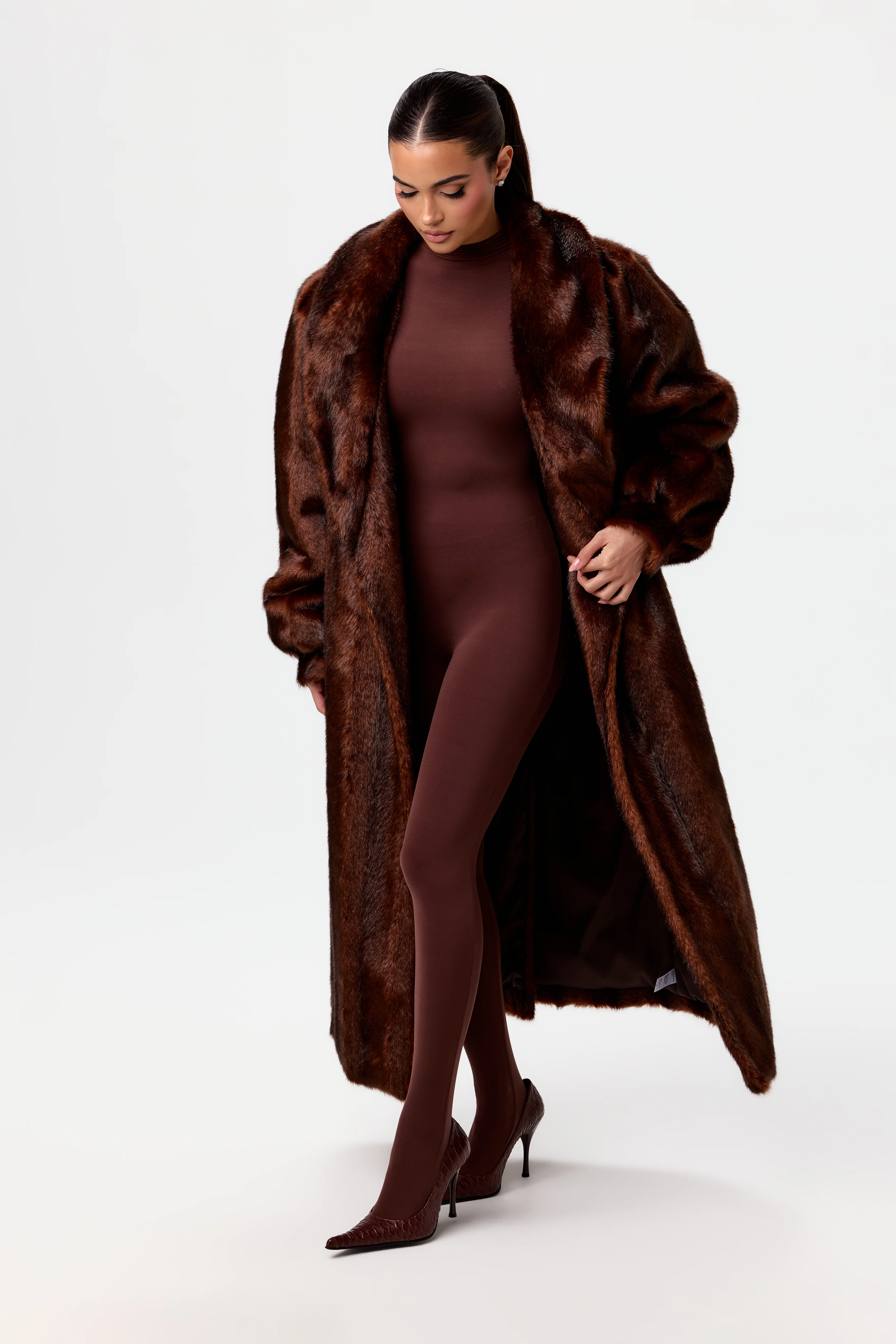 Faux Mink Long Coat - Image 21