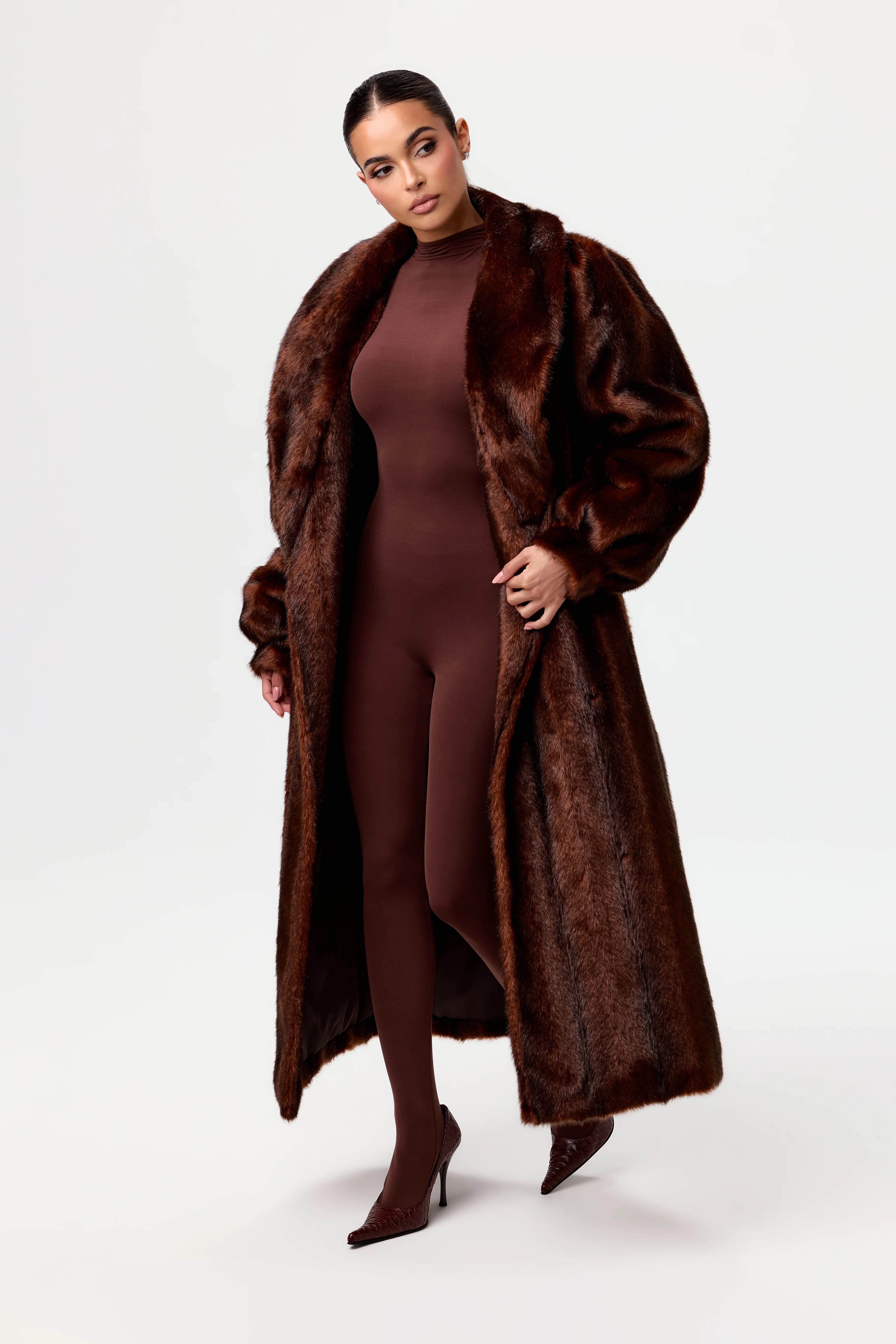 Faux Mink Long Coat - Image 22