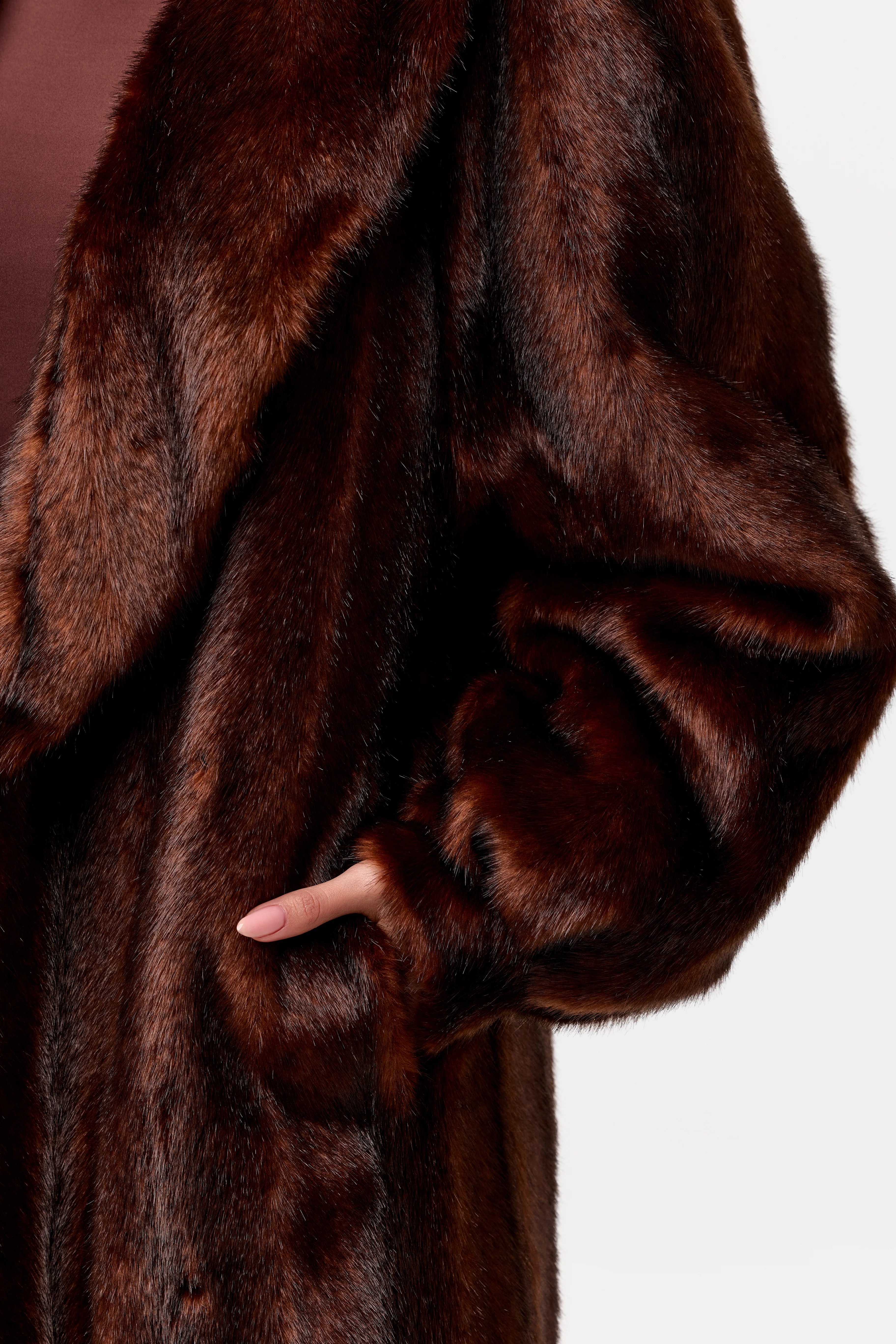 Faux Mink Long Coat - Image 24