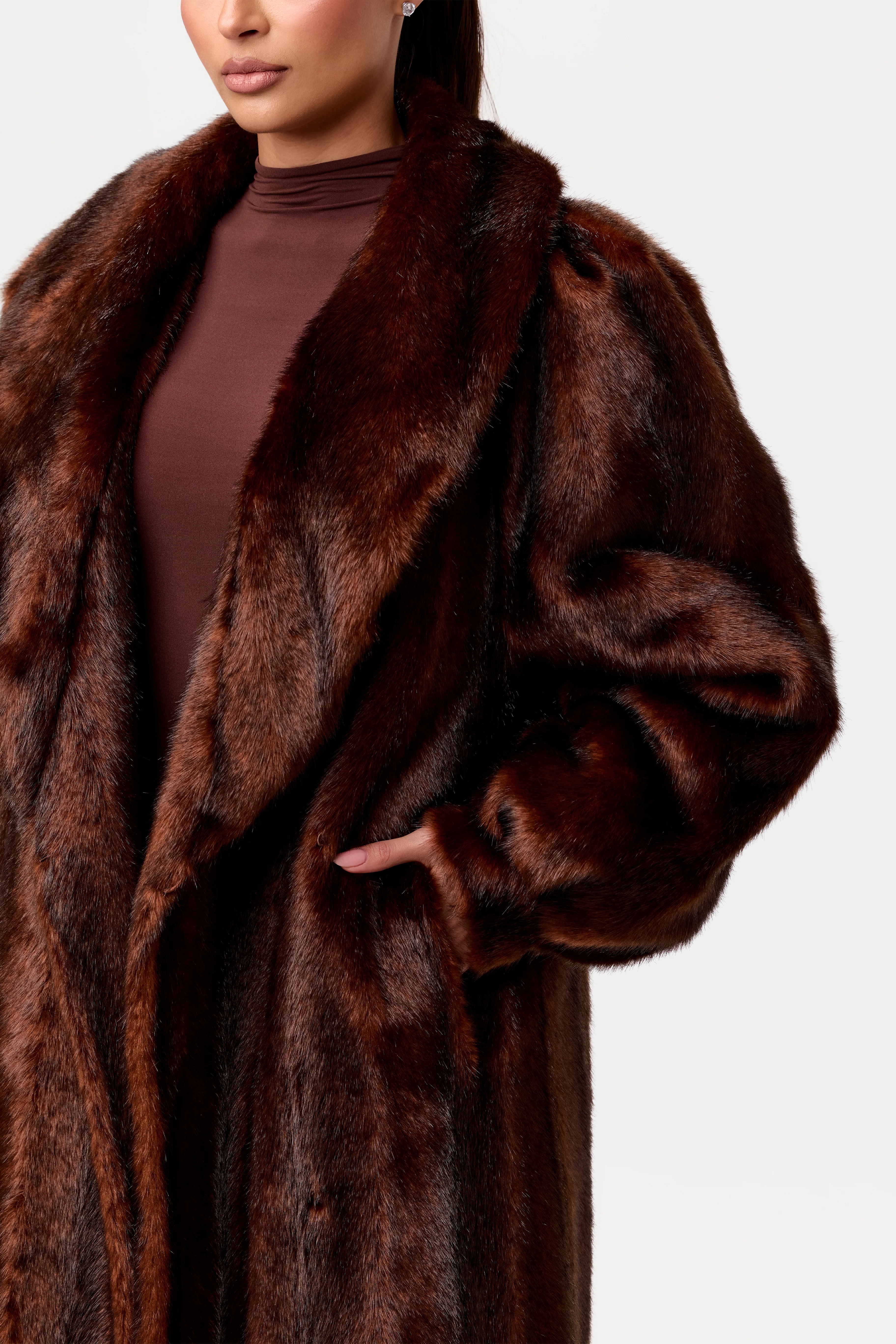 Faux Mink Long Coat - Image 25