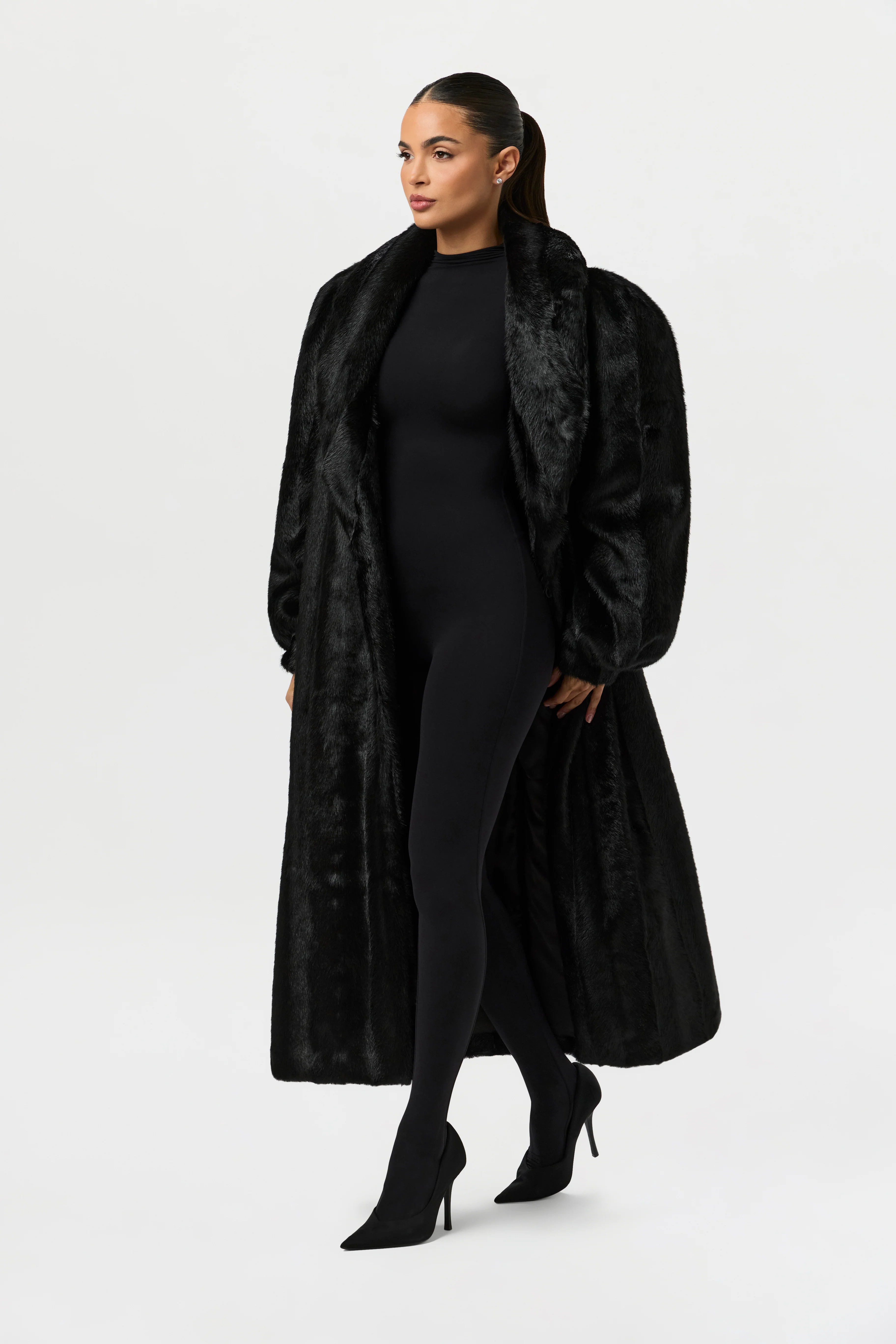 Faux Mink Long Coat - Image 3