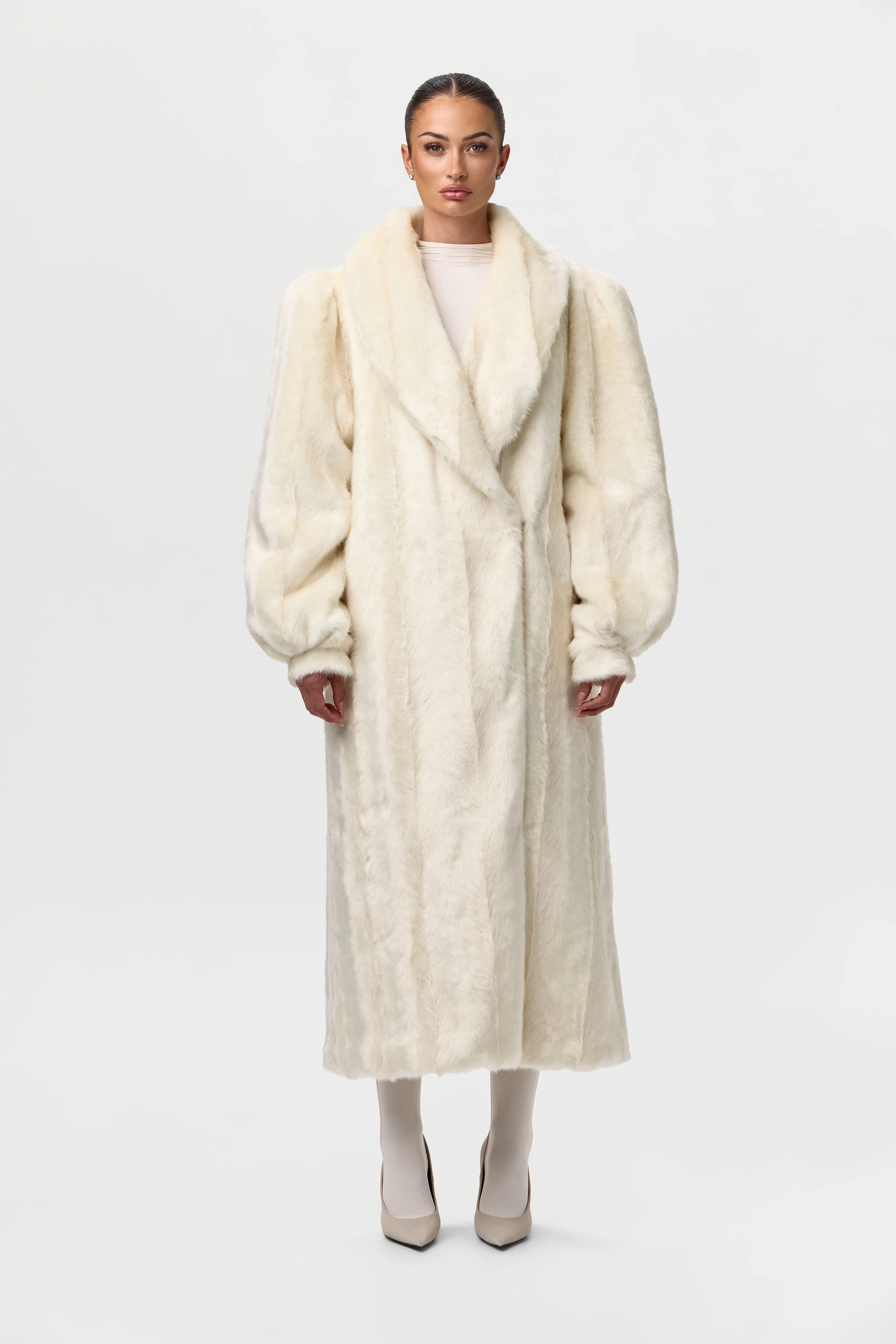 Faux Mink Long Coat - Image 30