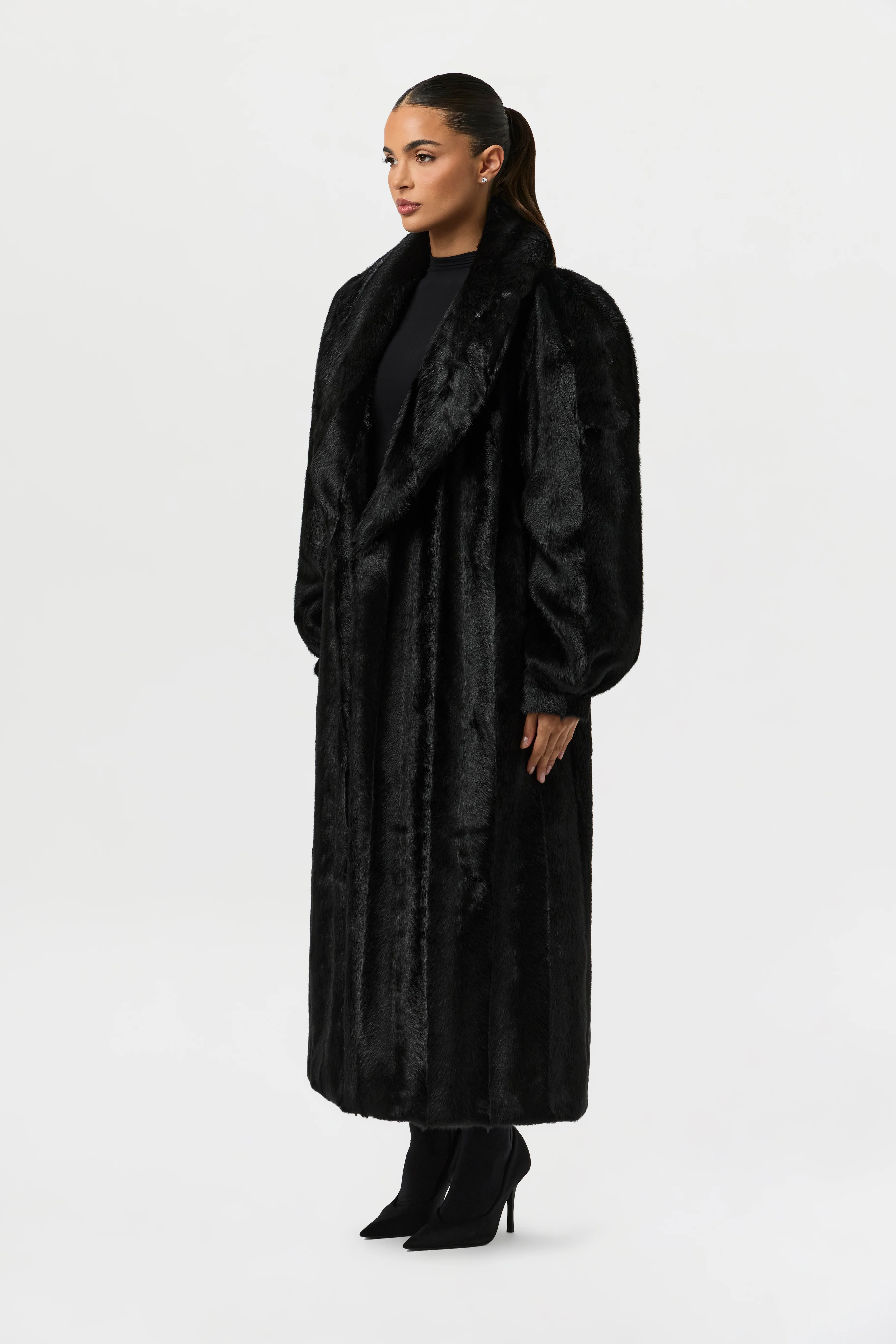 Faux Mink Long Coat - Image 4