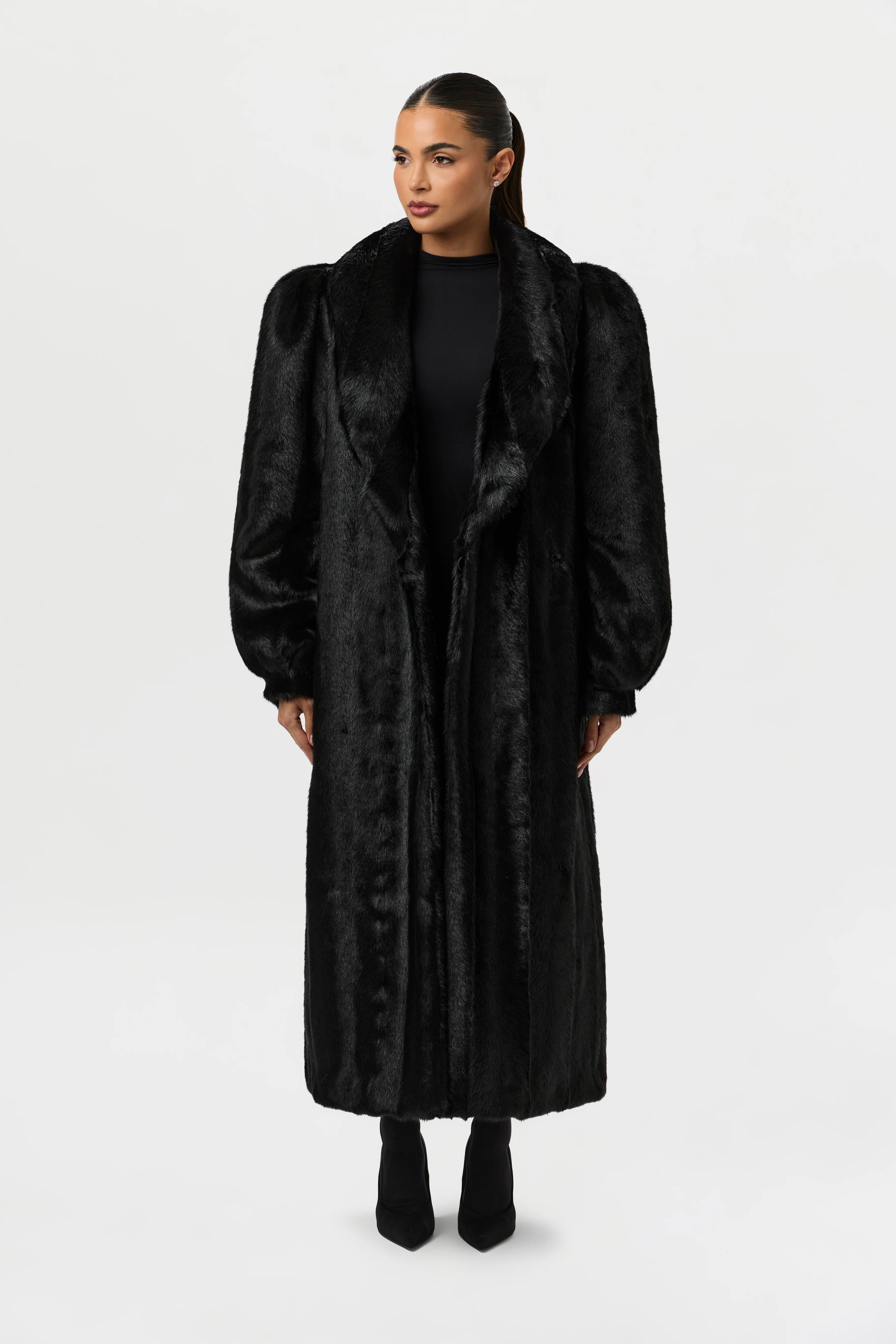 Faux Mink Long Coat - Image 5