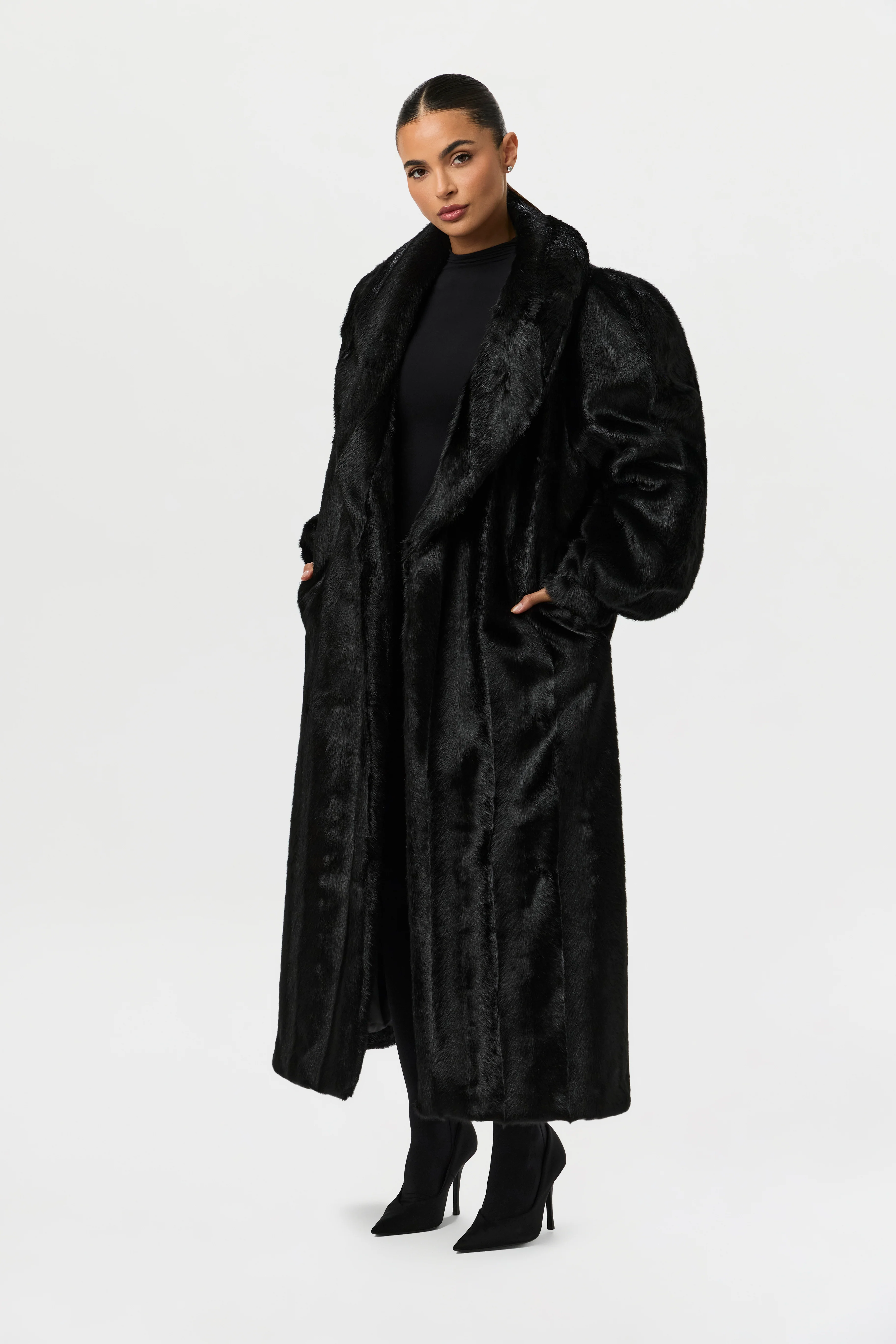 Faux Mink Long Coat - Image 6