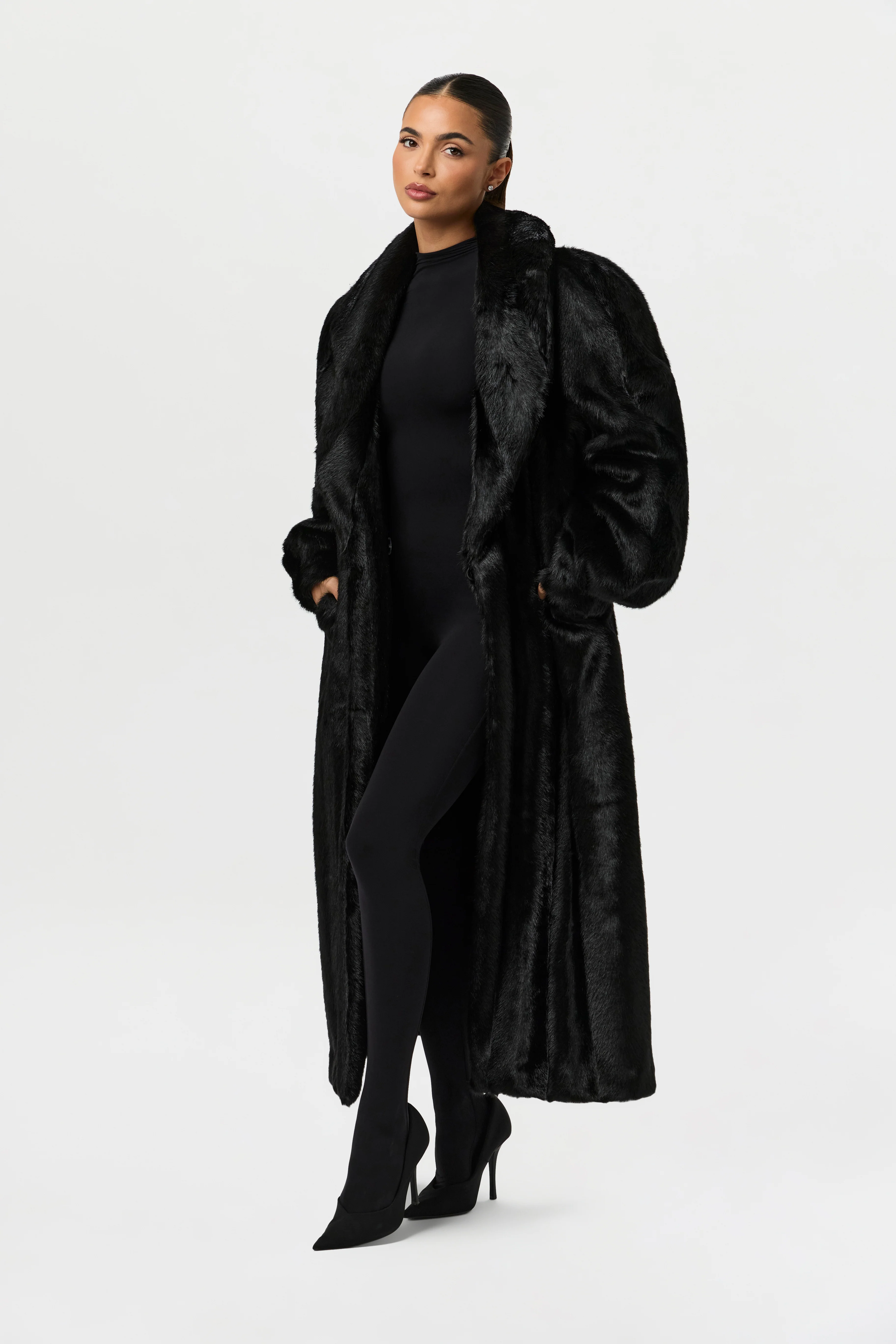 Faux Mink Long Coat - Image 7