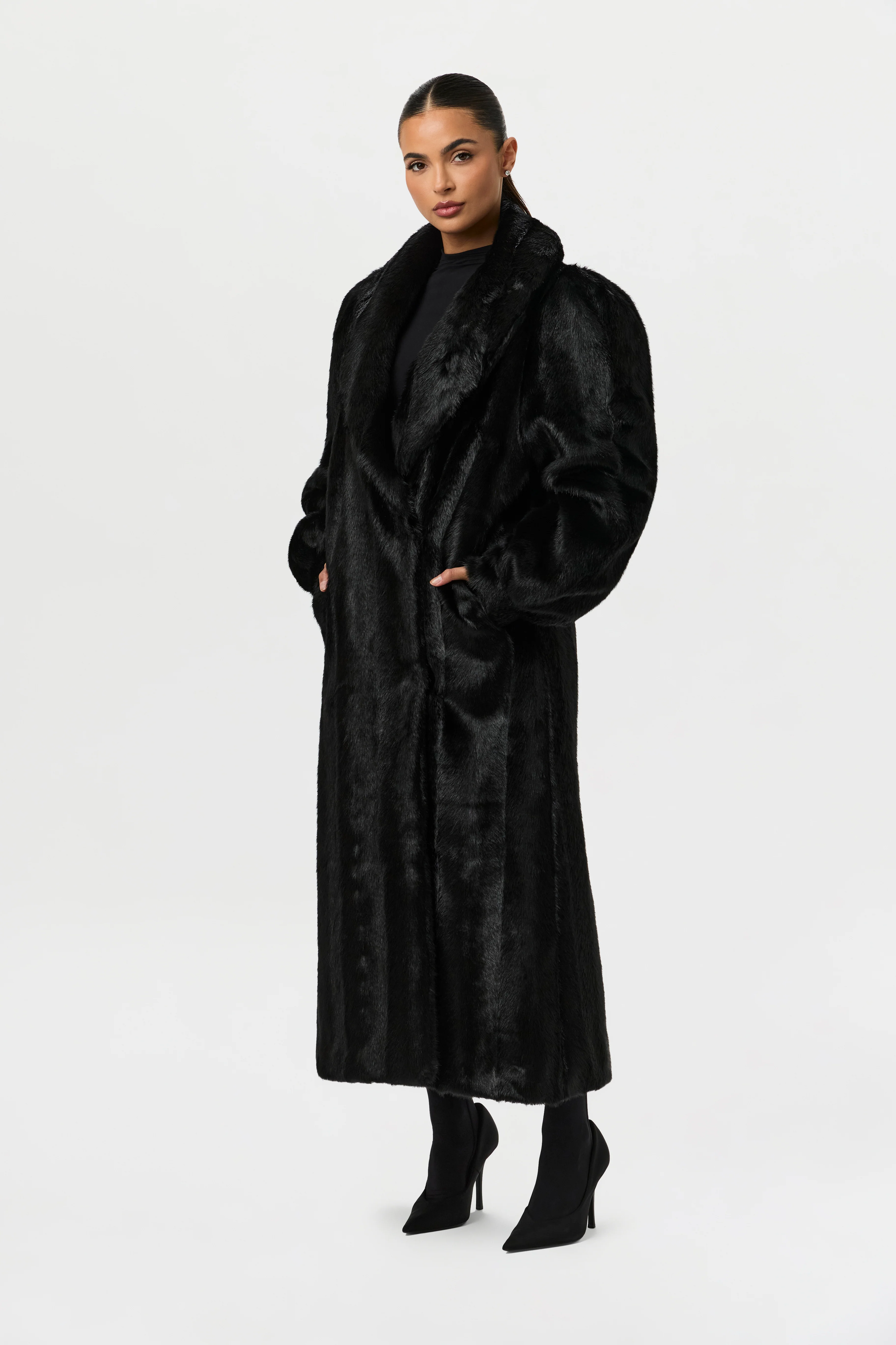 Faux Mink Long Coat - Image 8
