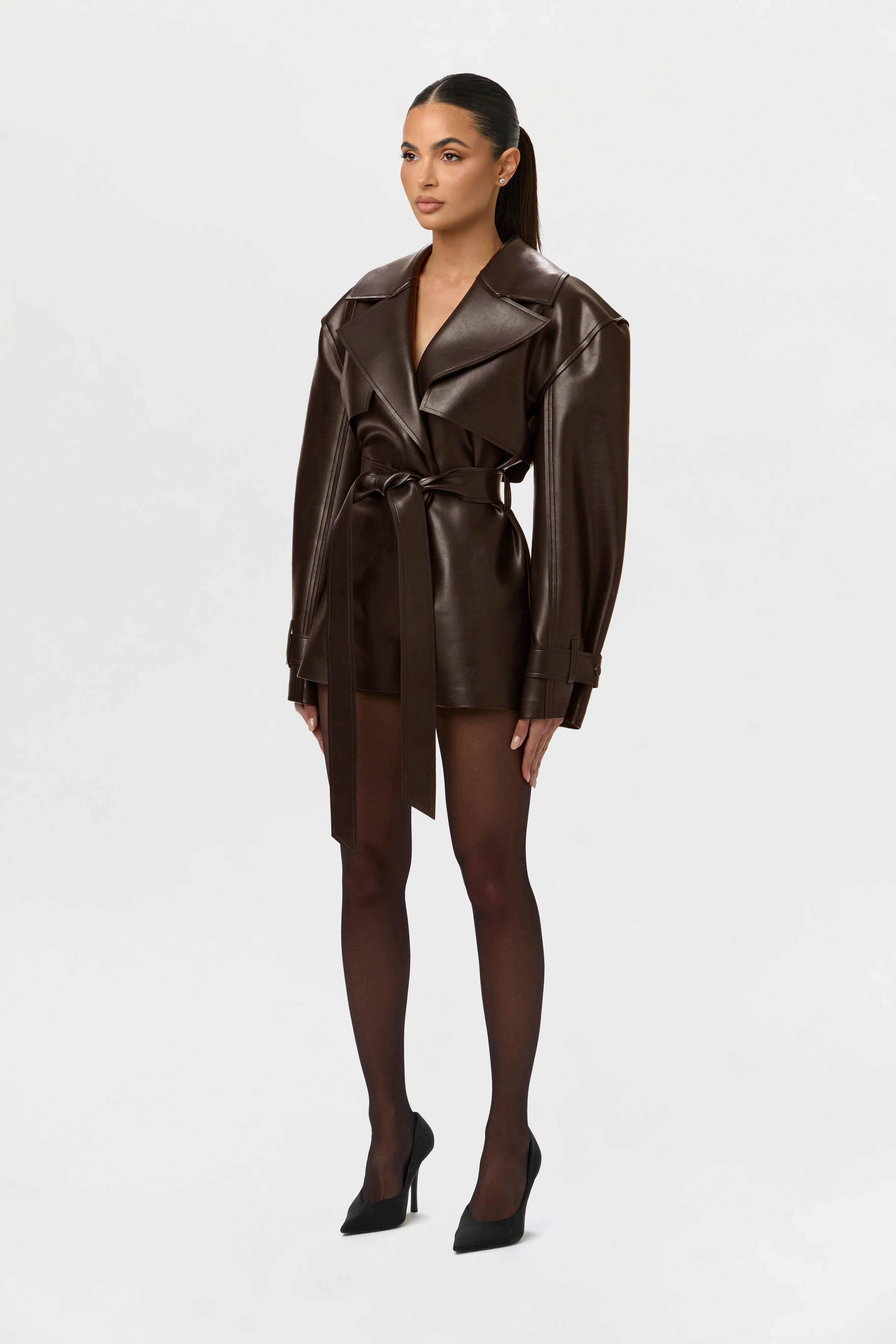 Vegan Leather Trench Romper - Image 3