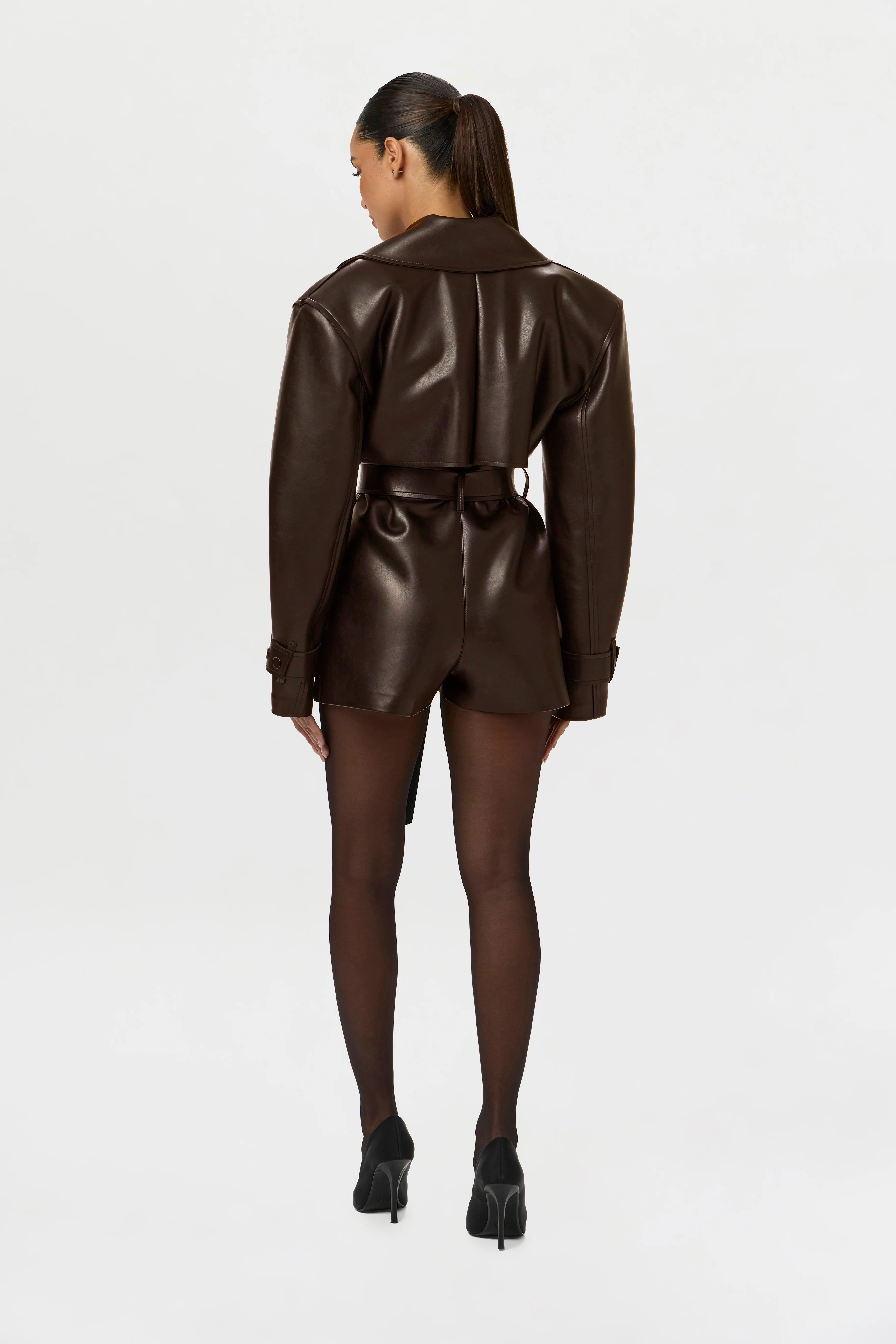 Vegan Leather Trench Romper - Image 5
