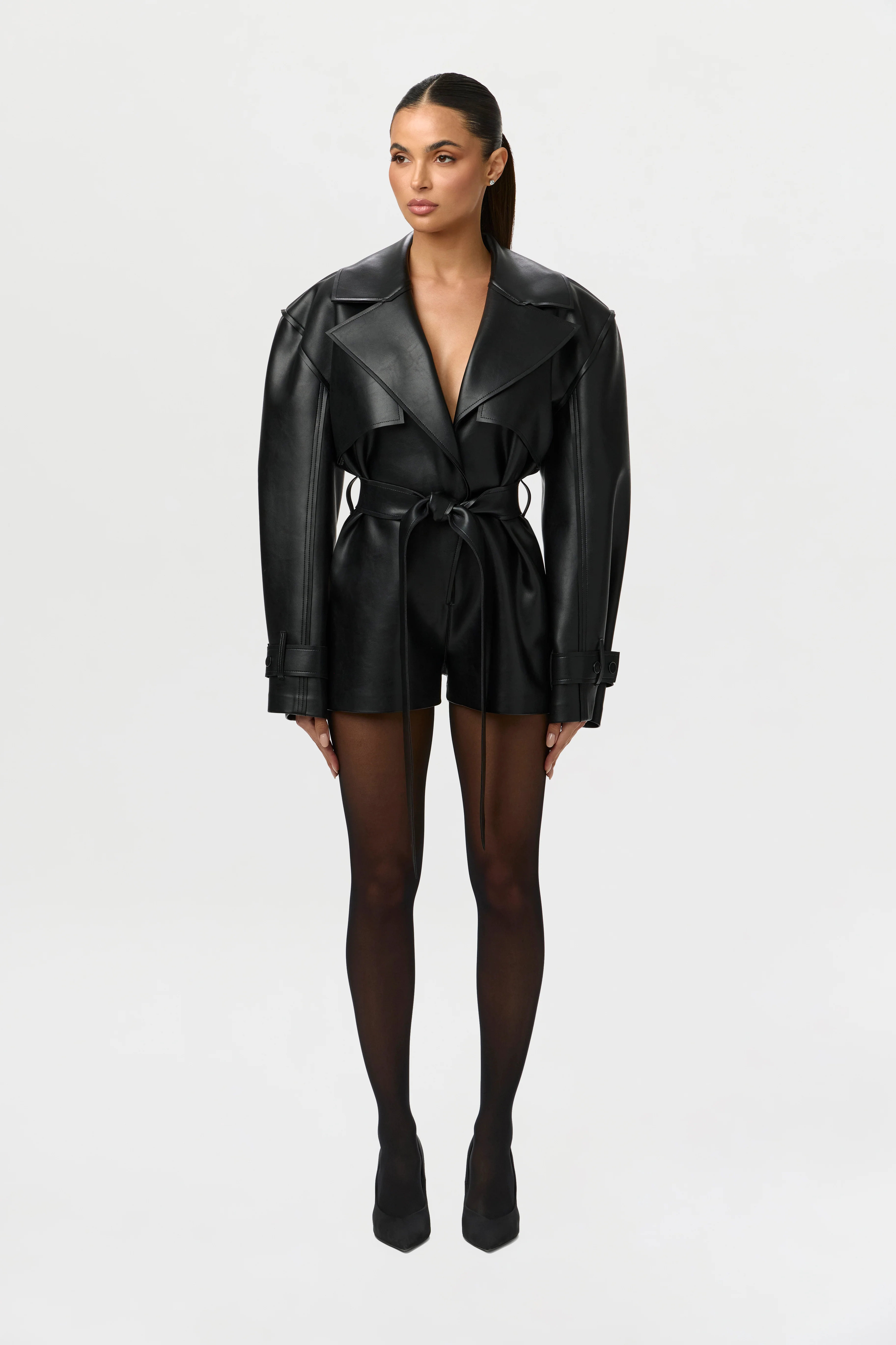 Vegan Leather Trench Romper - Image 7