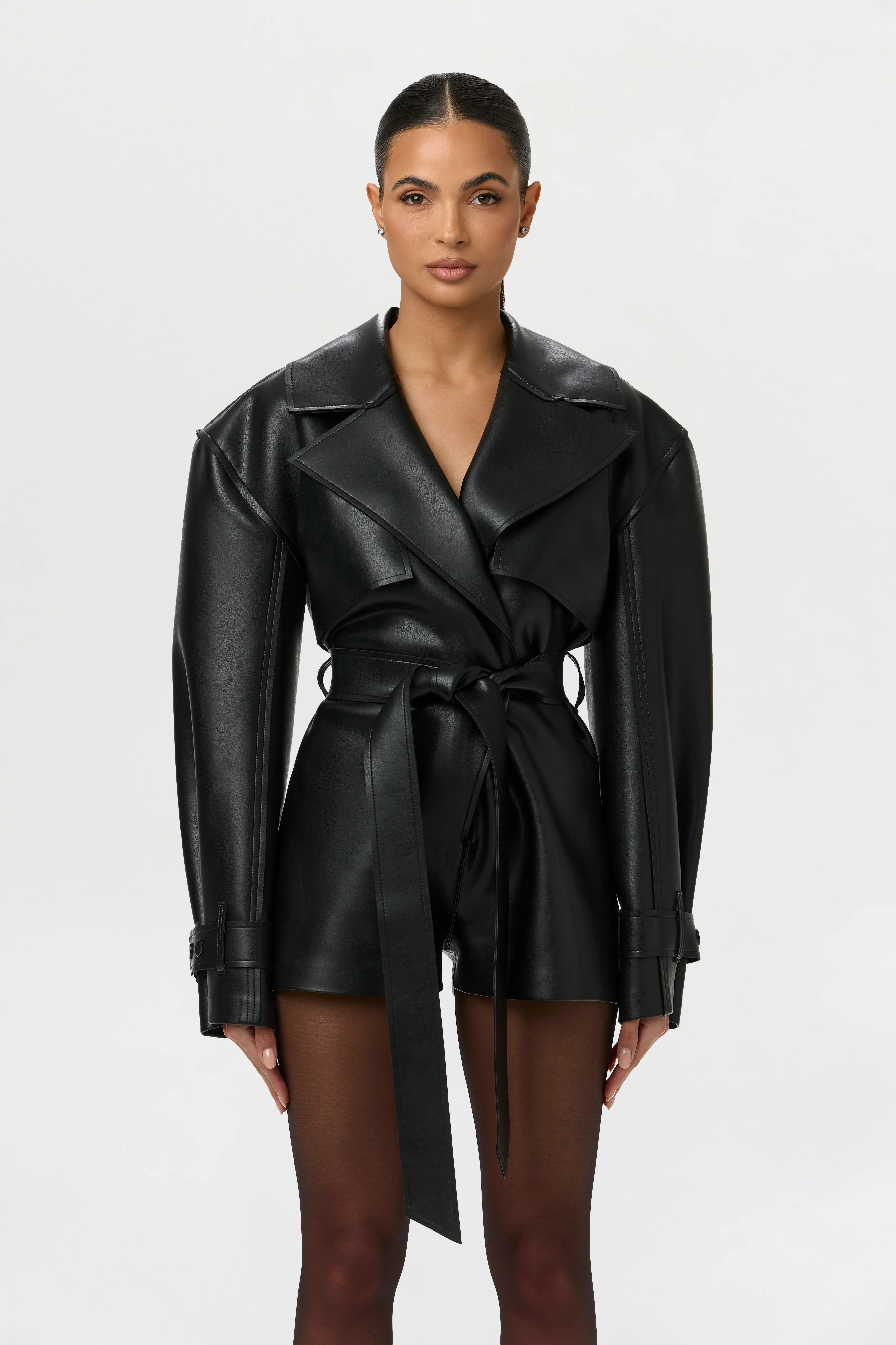 Vegan Leather Trench Romper - Image 8