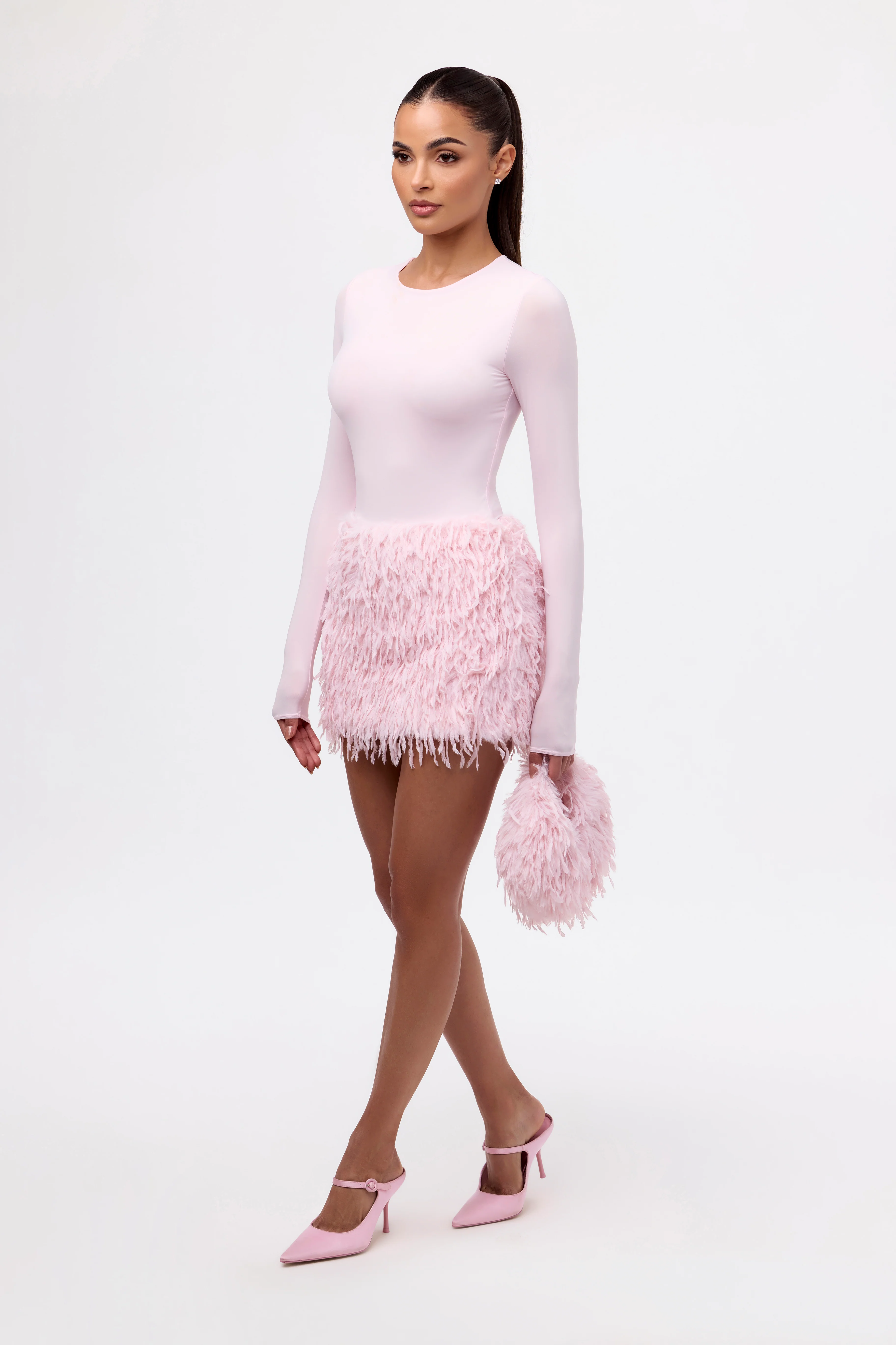 Faux Feather Mini Handbag - Image 9