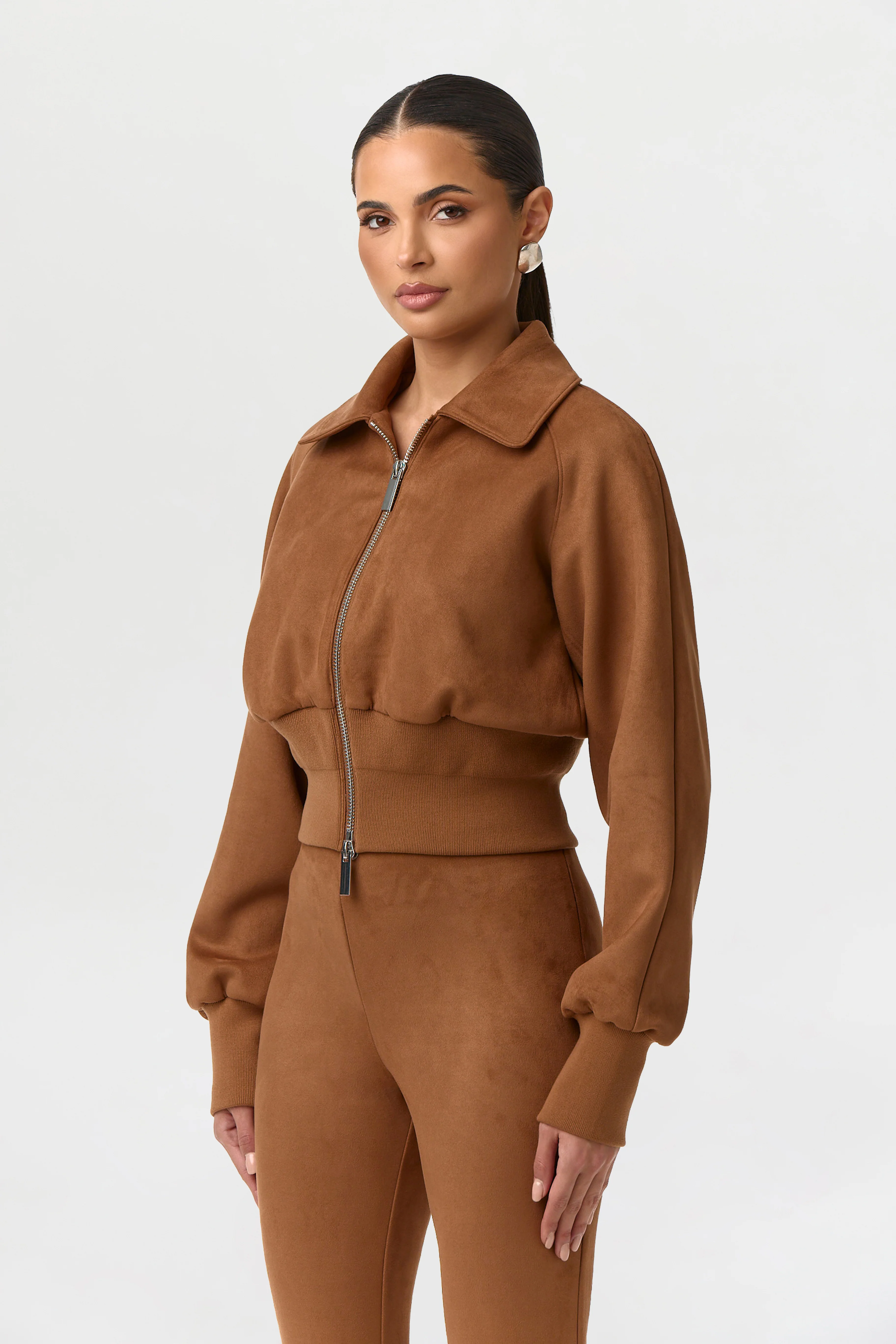 Faux Suede Bomber Jacket - Image 3