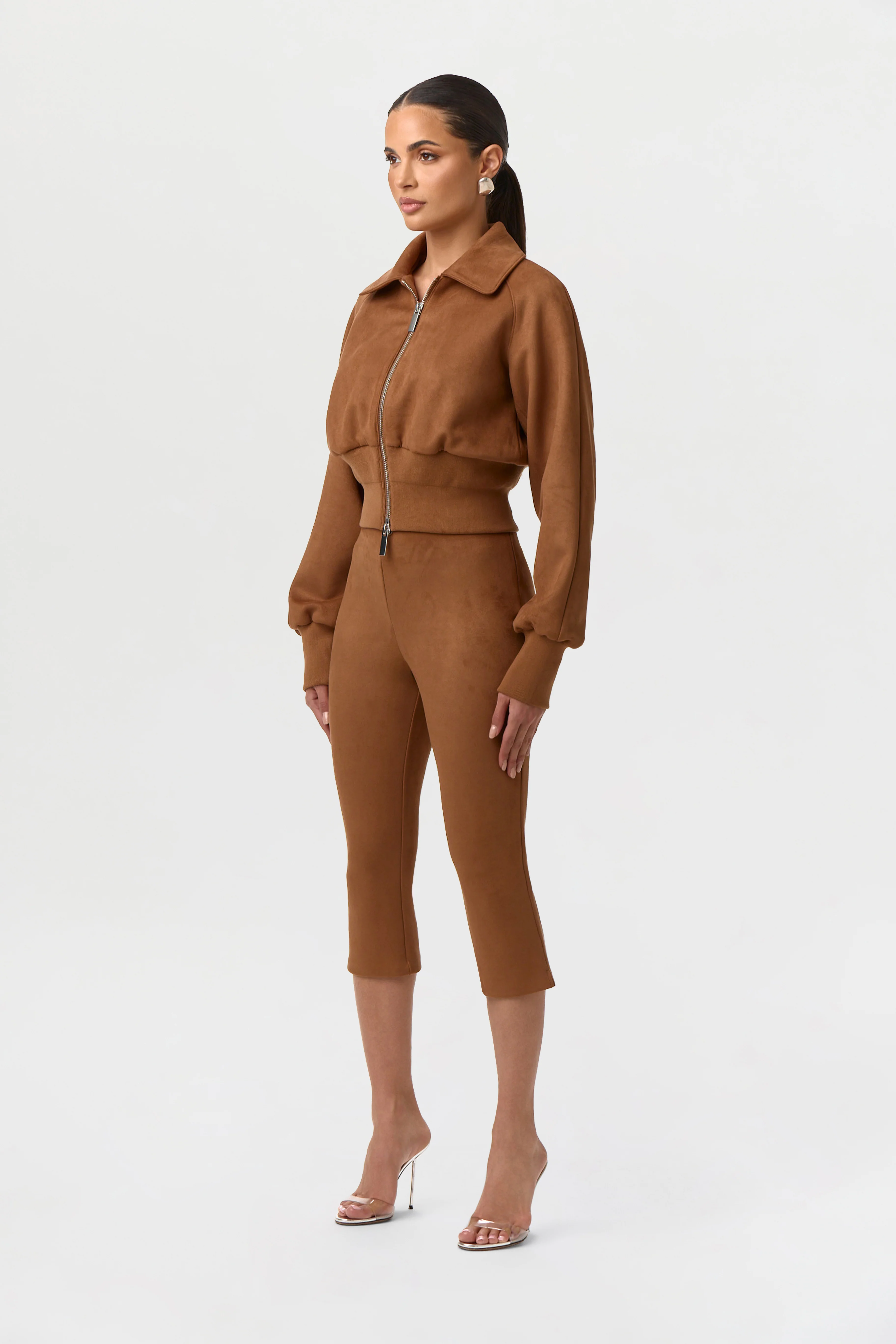 Faux Suede Bomber Jacket - Image 4