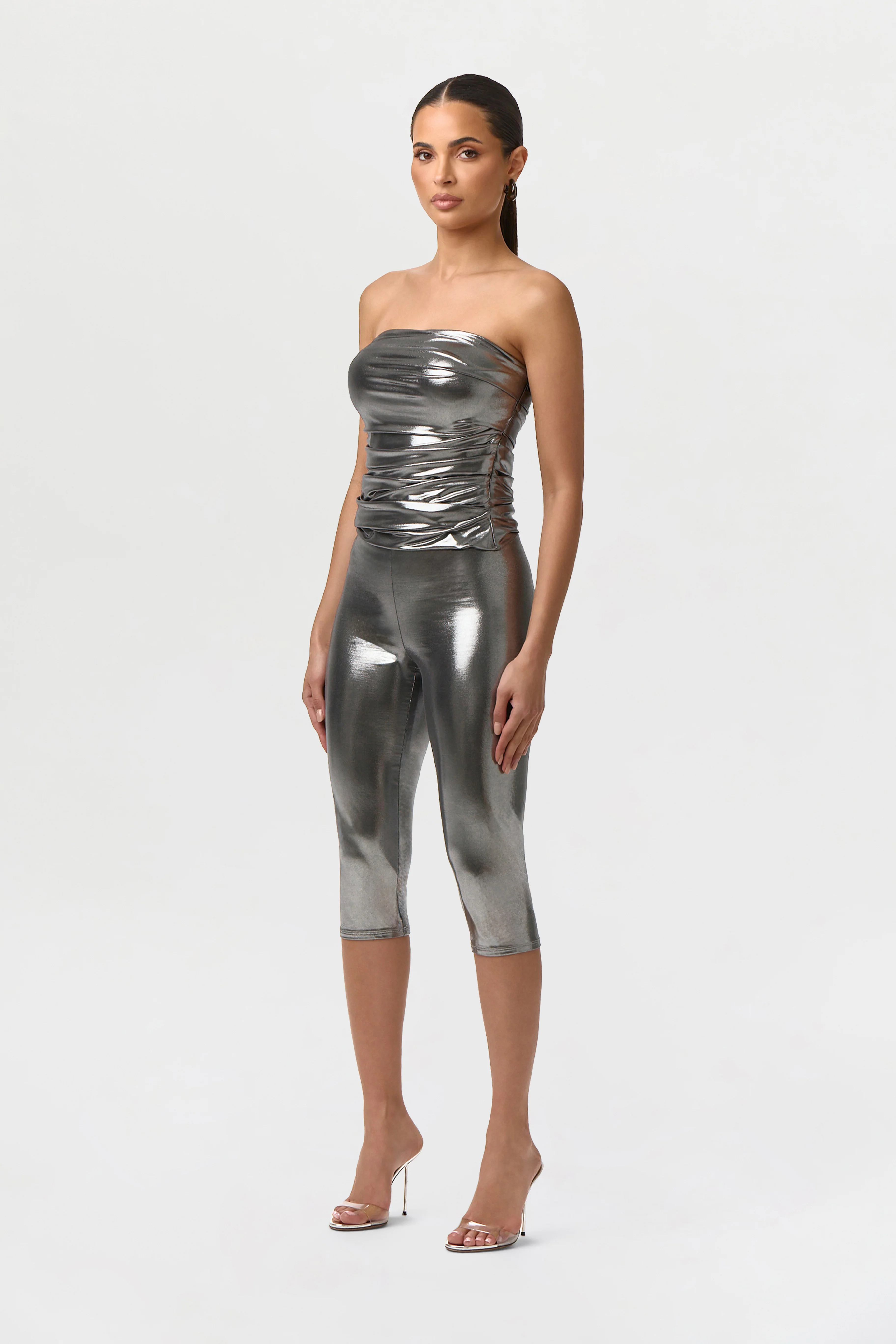 Foil Jersey Capri Leggings - Image 3