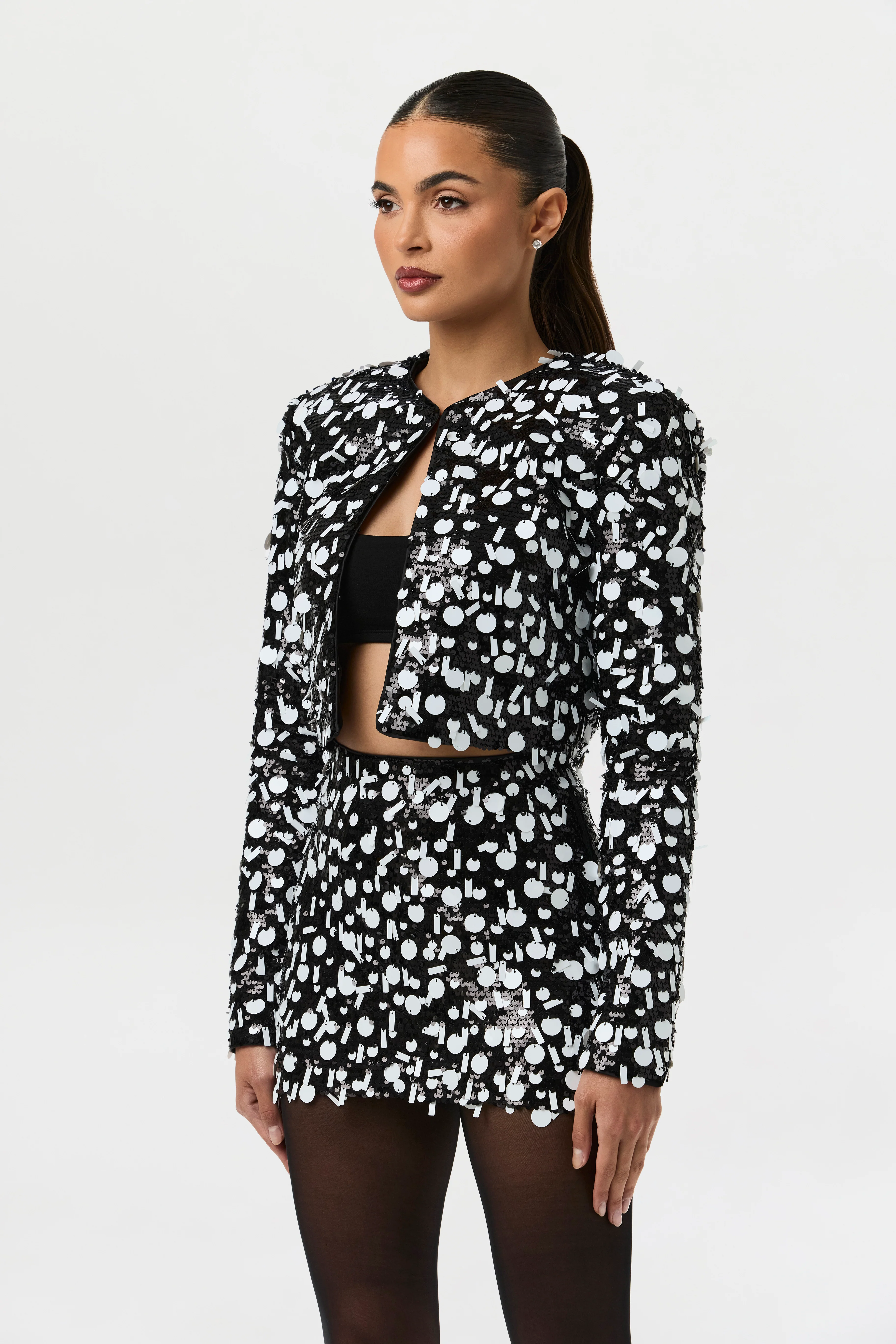 Geometric Sequin Cropped Jacket - Image 6