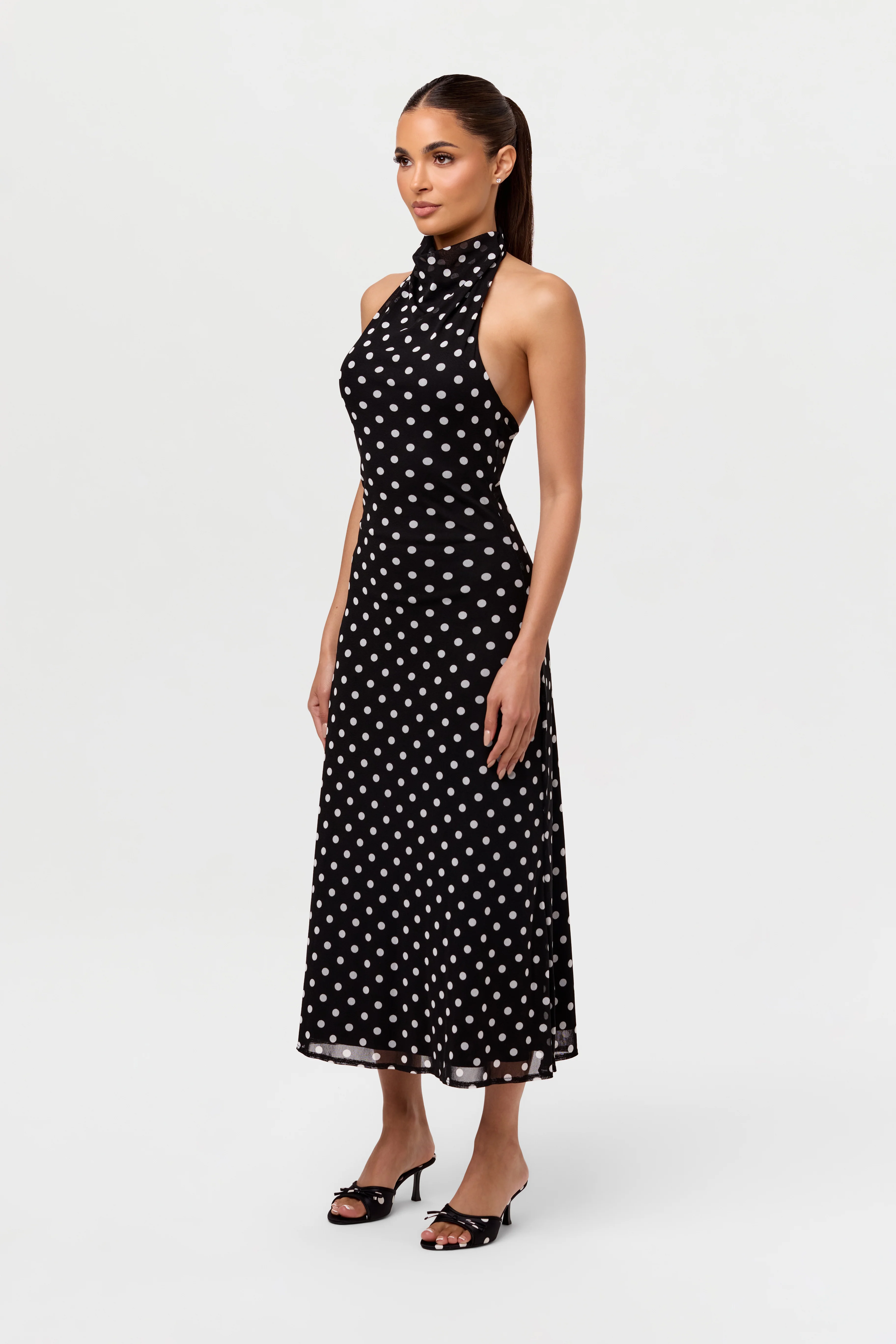 Polka Dot Halter Midi Dress - Image 5