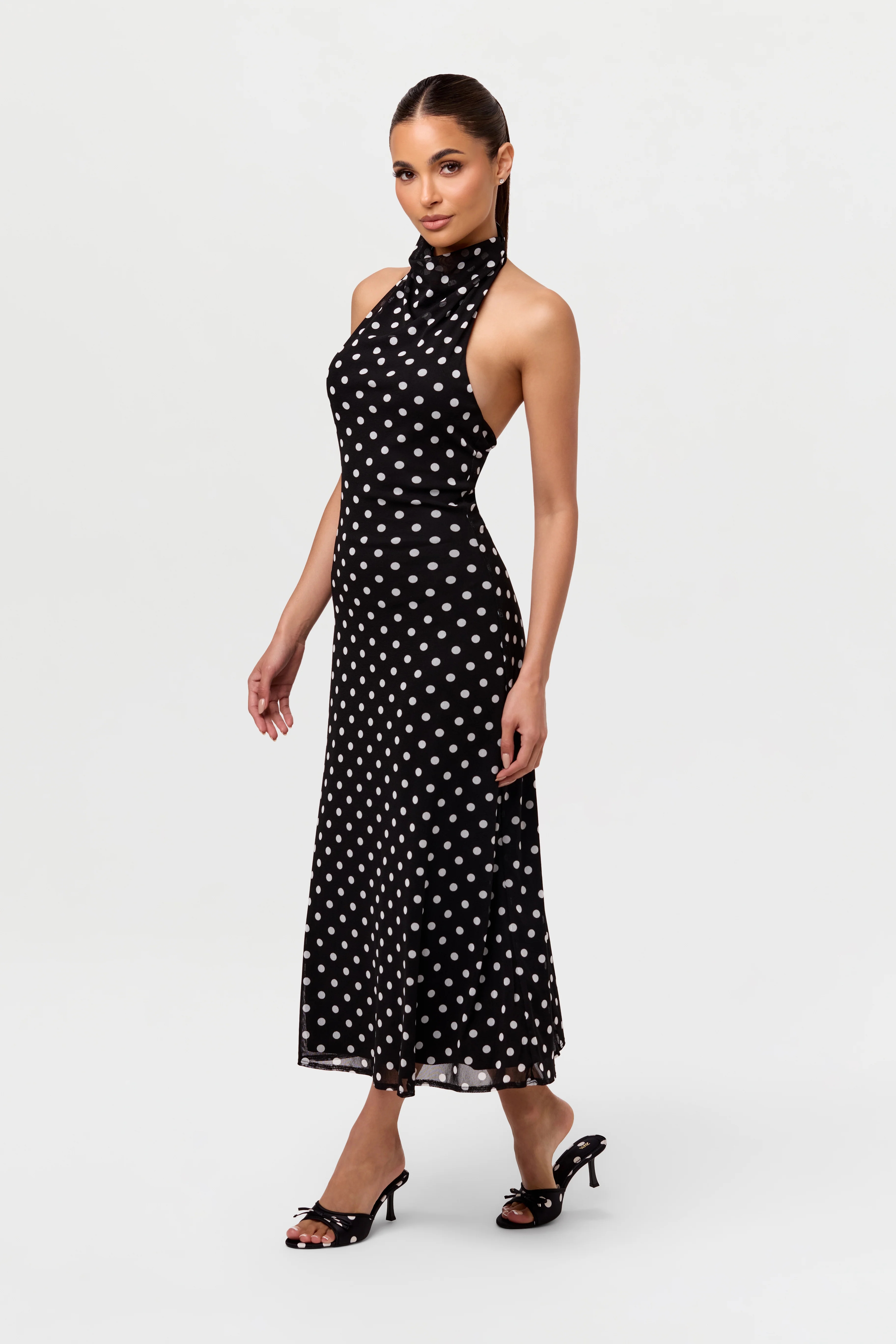 Polka Dot Halter Midi Dress - Image 6
