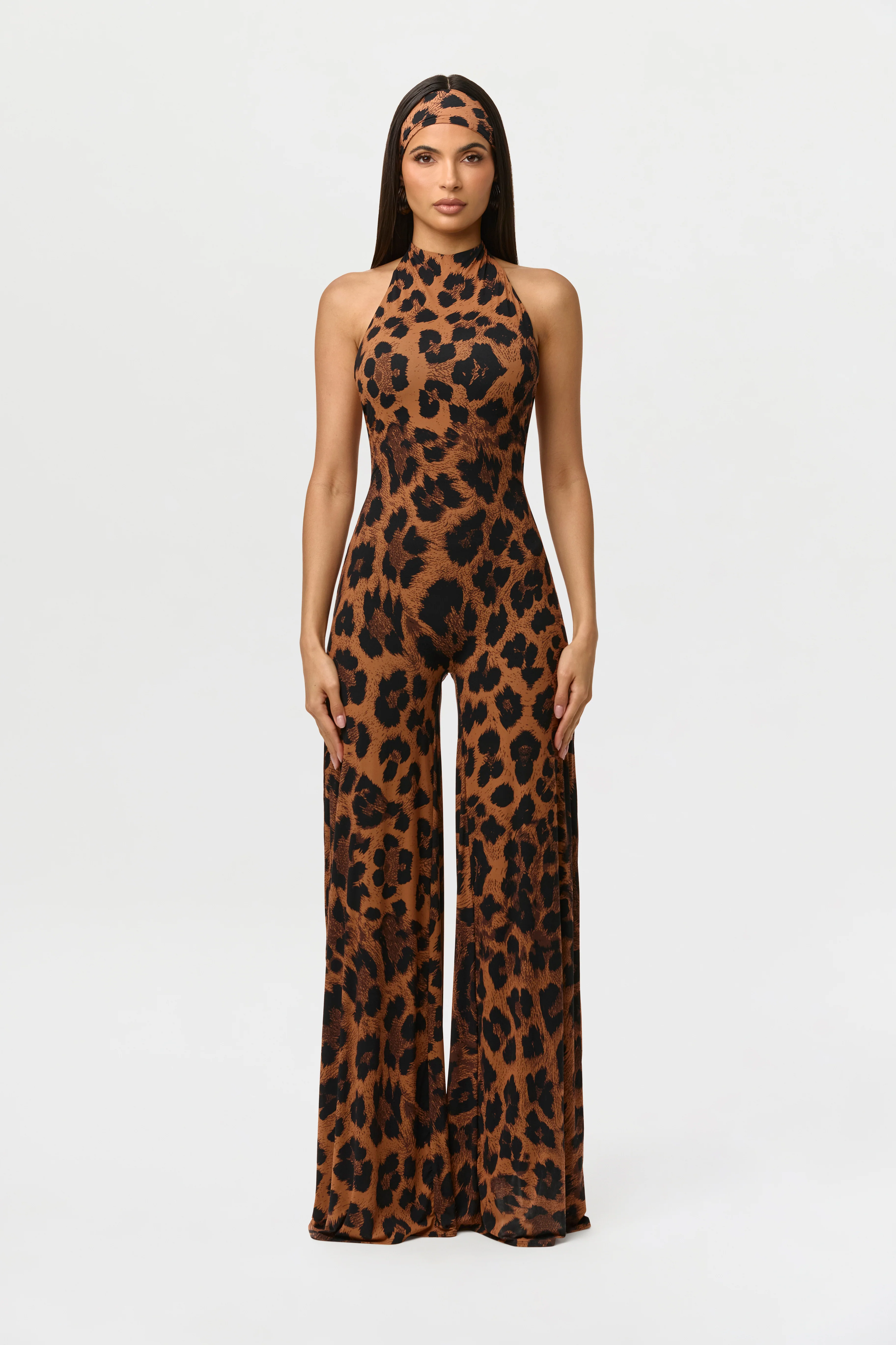 Naked Print Halter Wide Leg Jumpsuit - Image 3