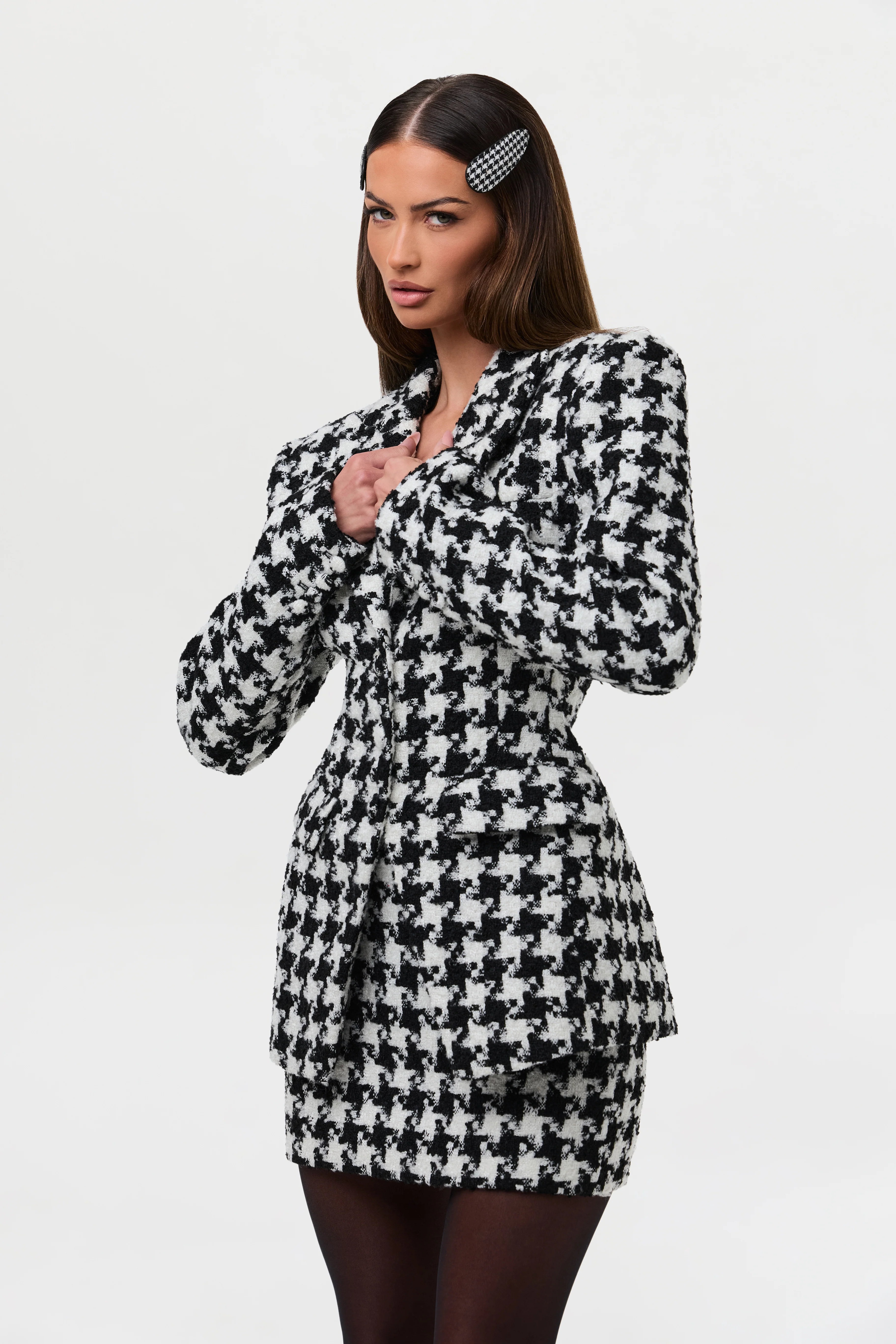 Tweed Houndstooth Mini Skirt - Image 3