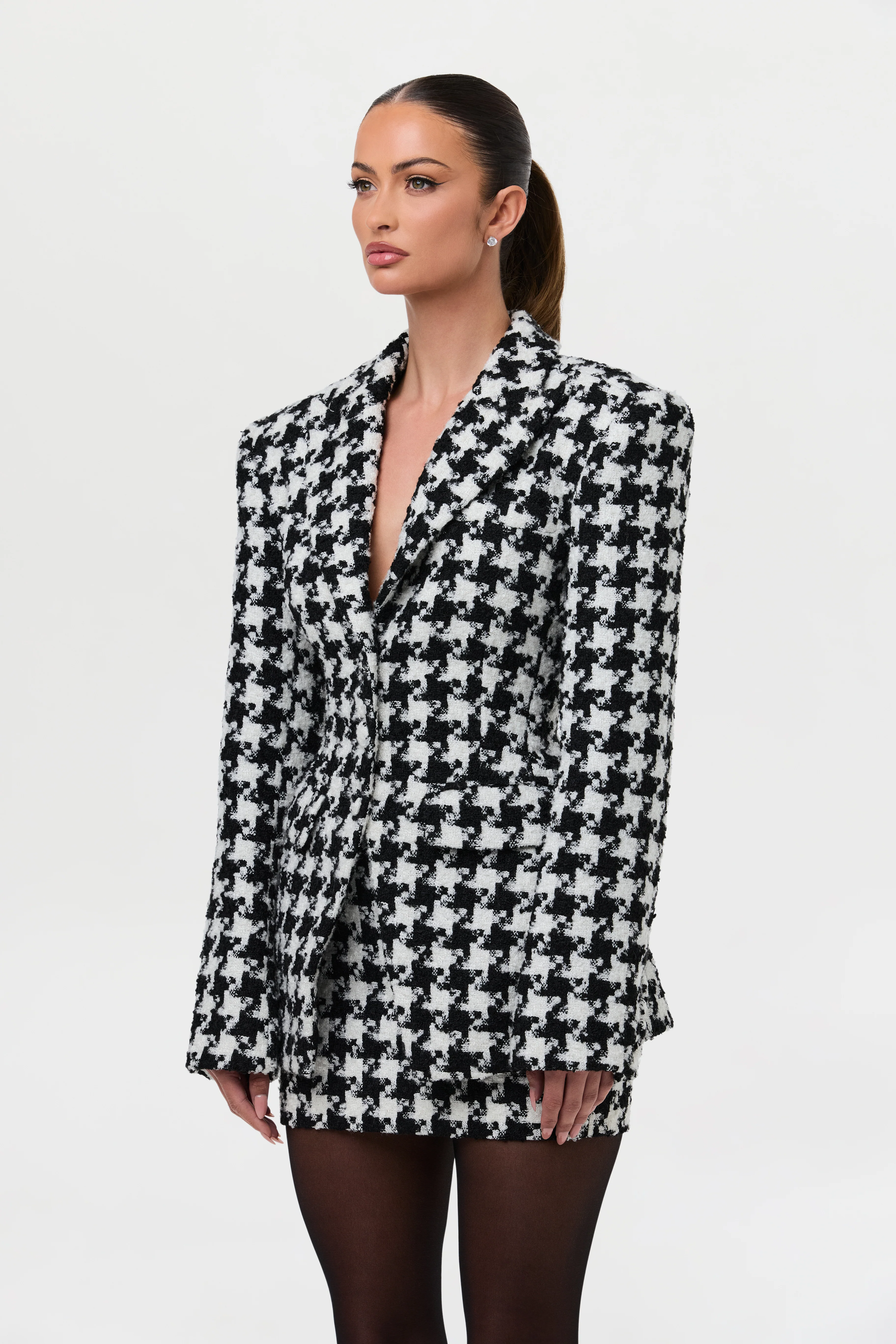 Tweed Houndstooth Mini Skirt - Image 6