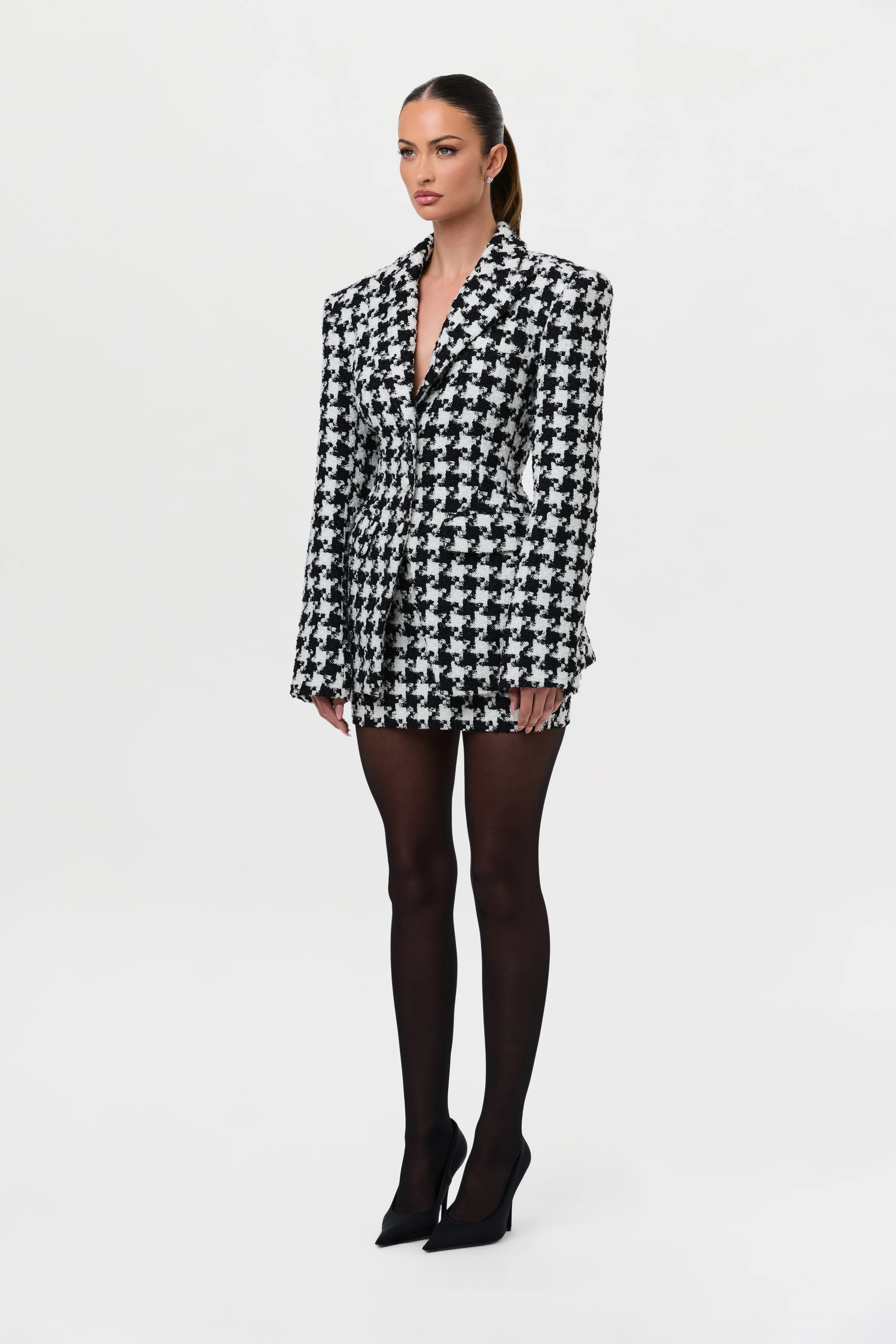 Tweed Houndstooth Mini Skirt - Image 7