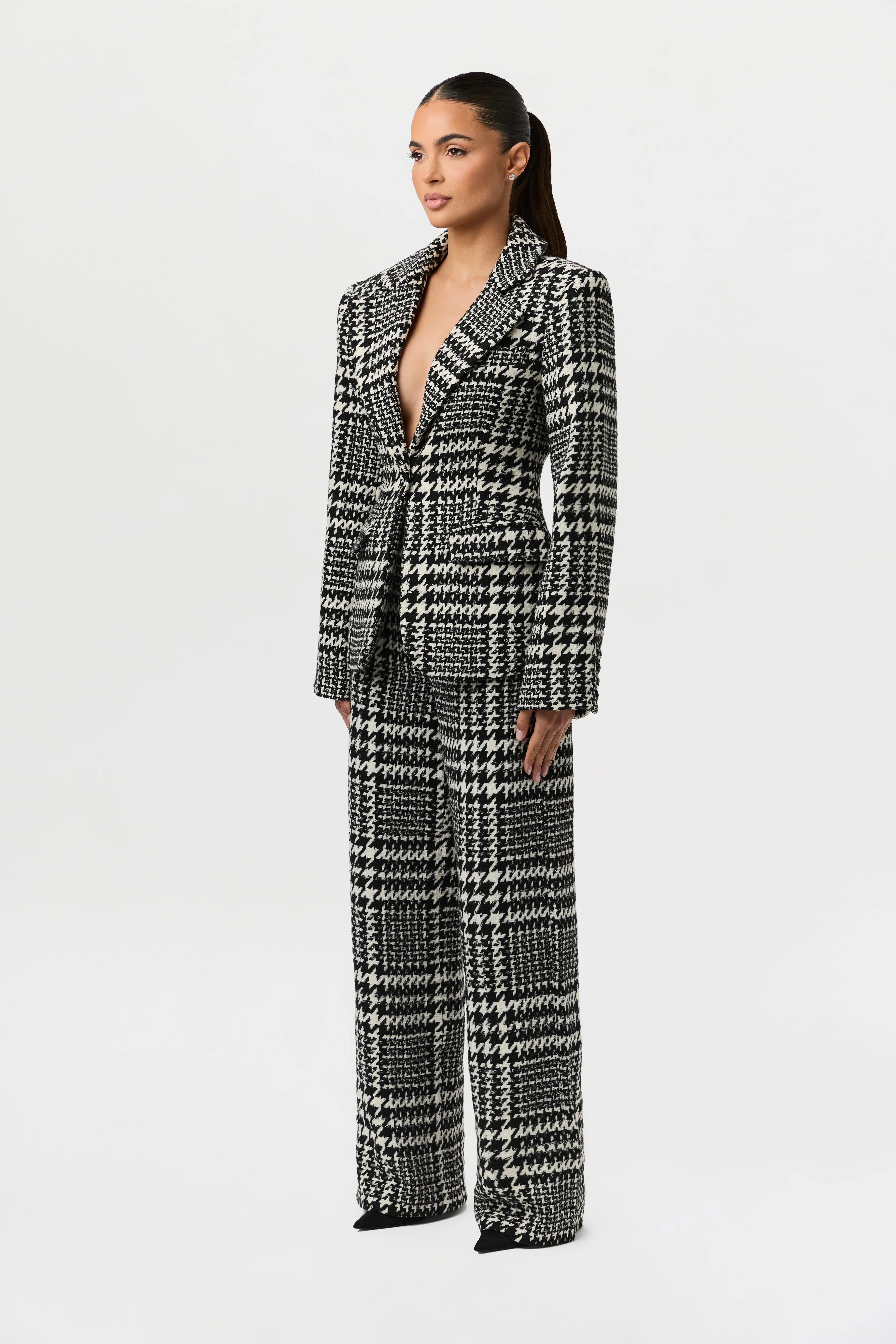 Houndstooth Plaid Suit Blazer - Image 5