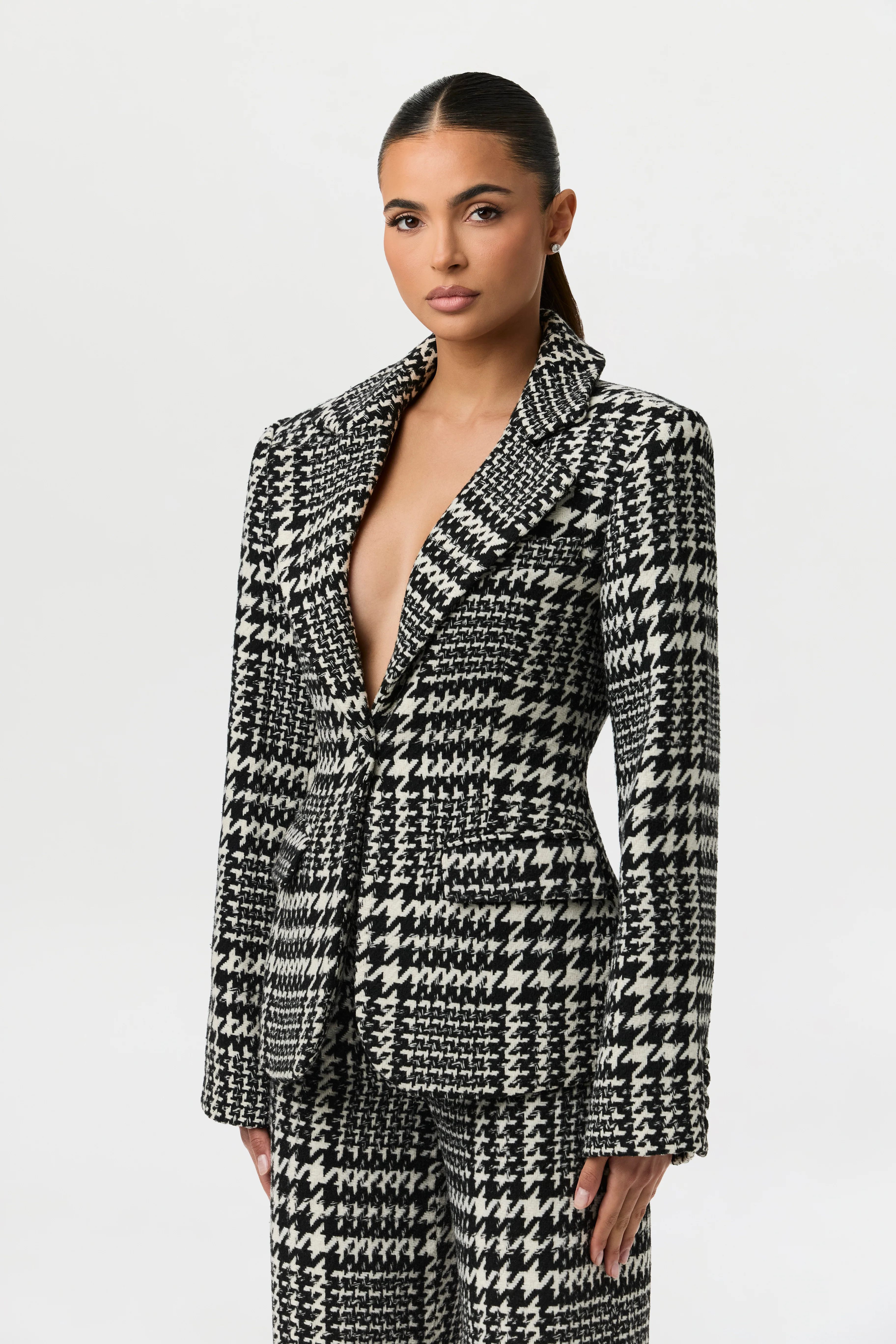 Houndstooth Plaid Suit Blazer - Image 6