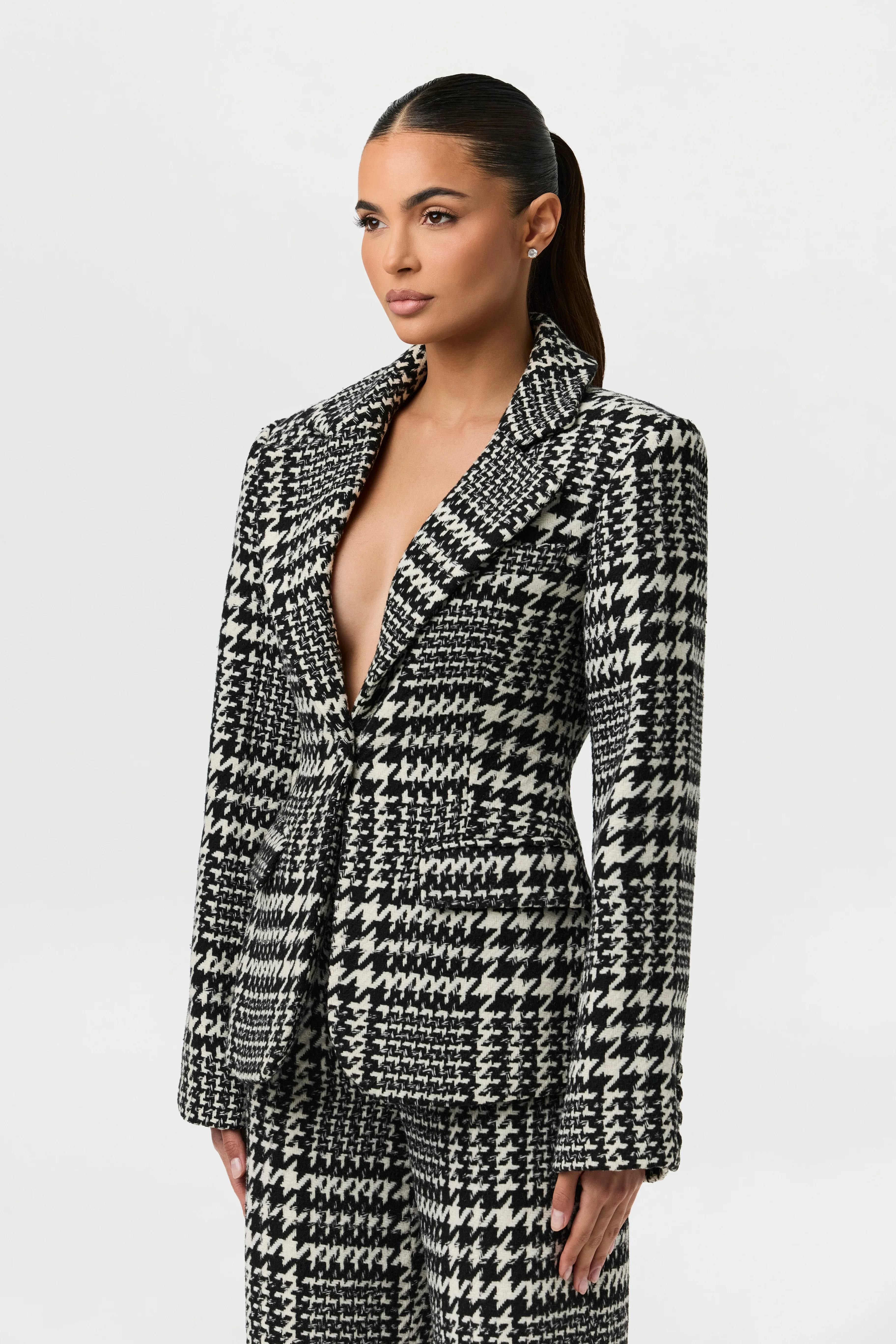 Houndstooth Plaid Suit Blazer - Image 7