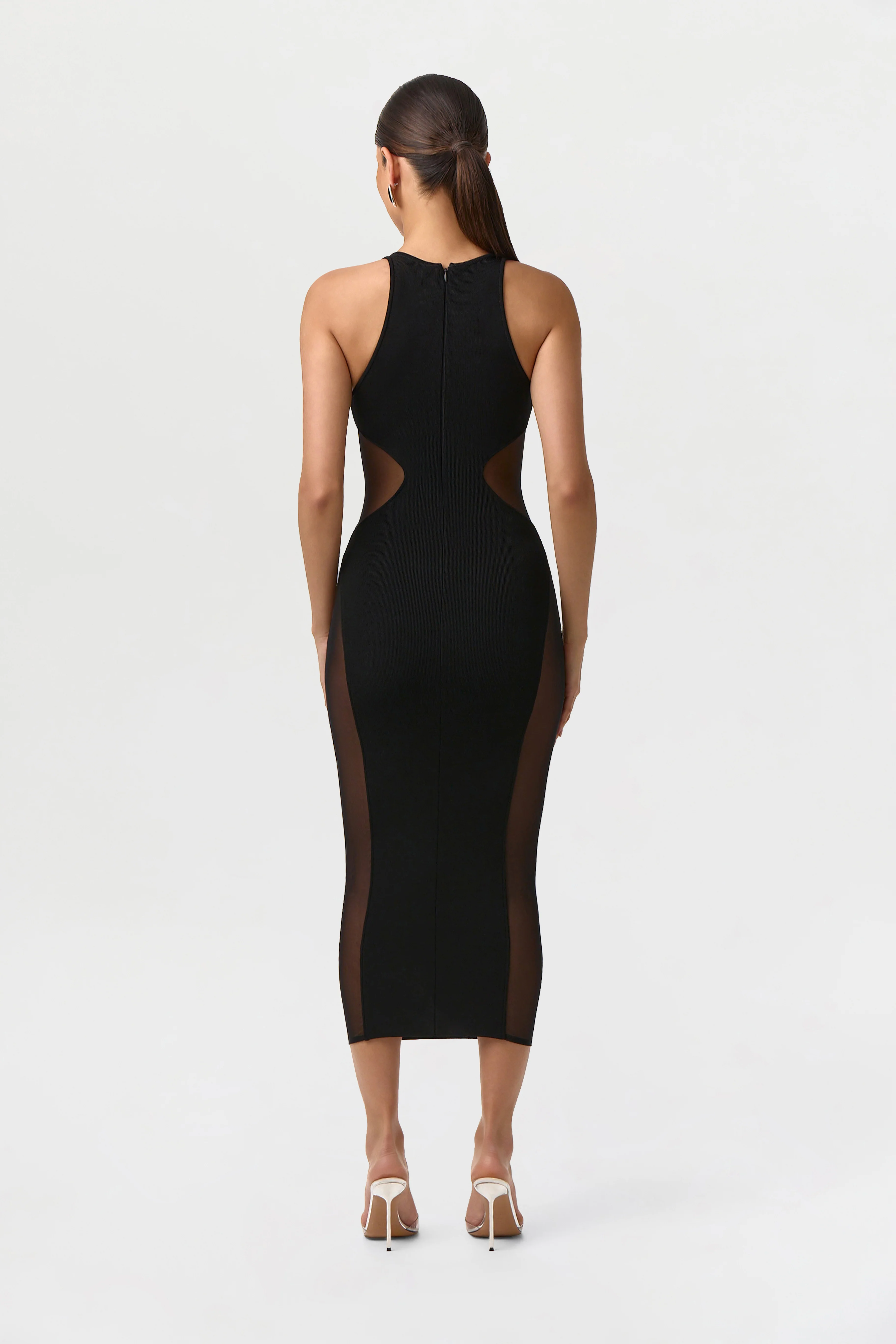 Knit Mesh Scoop Midi Dress - Image 4