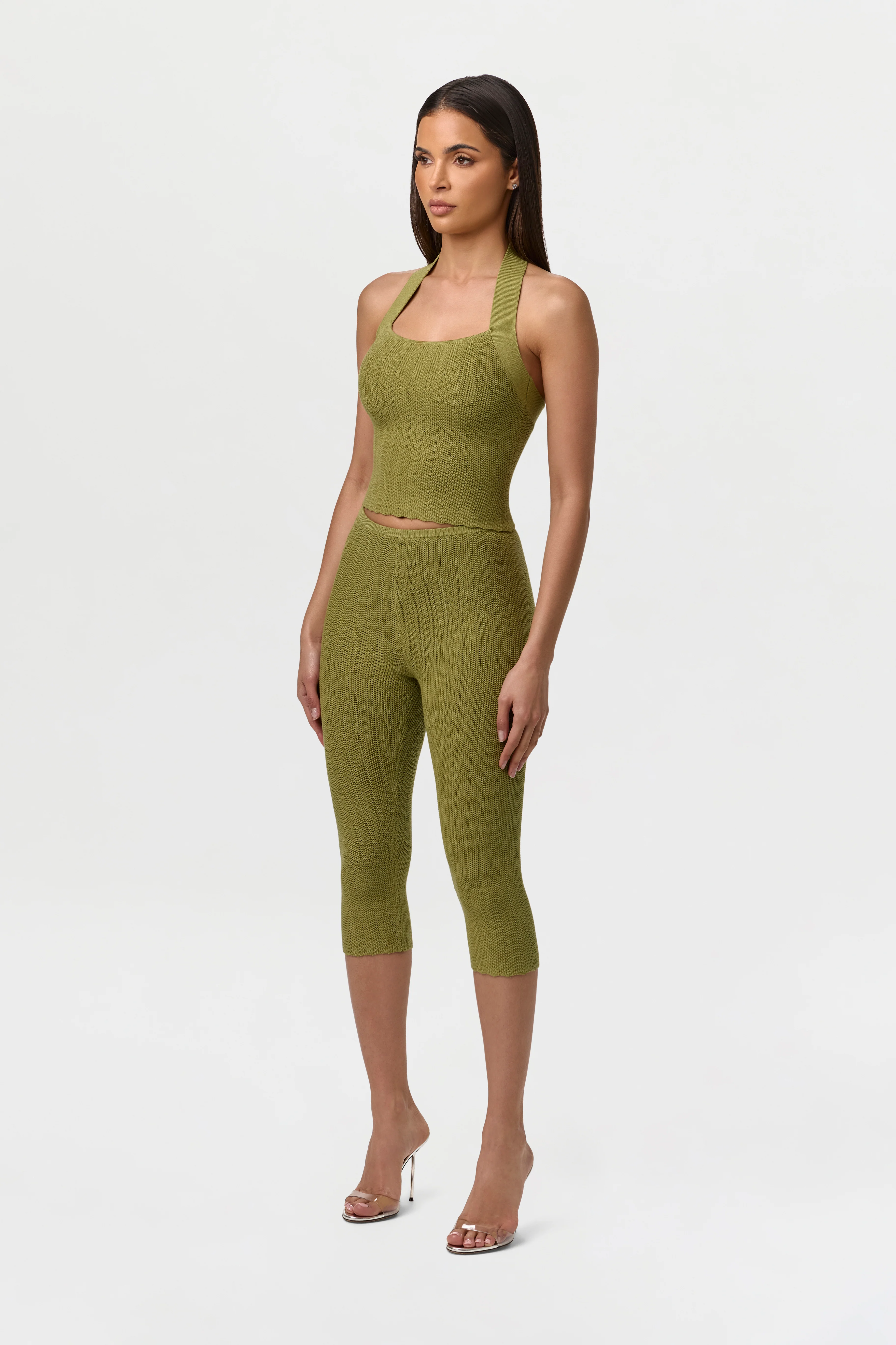 Knit Scallop Capri Leggings