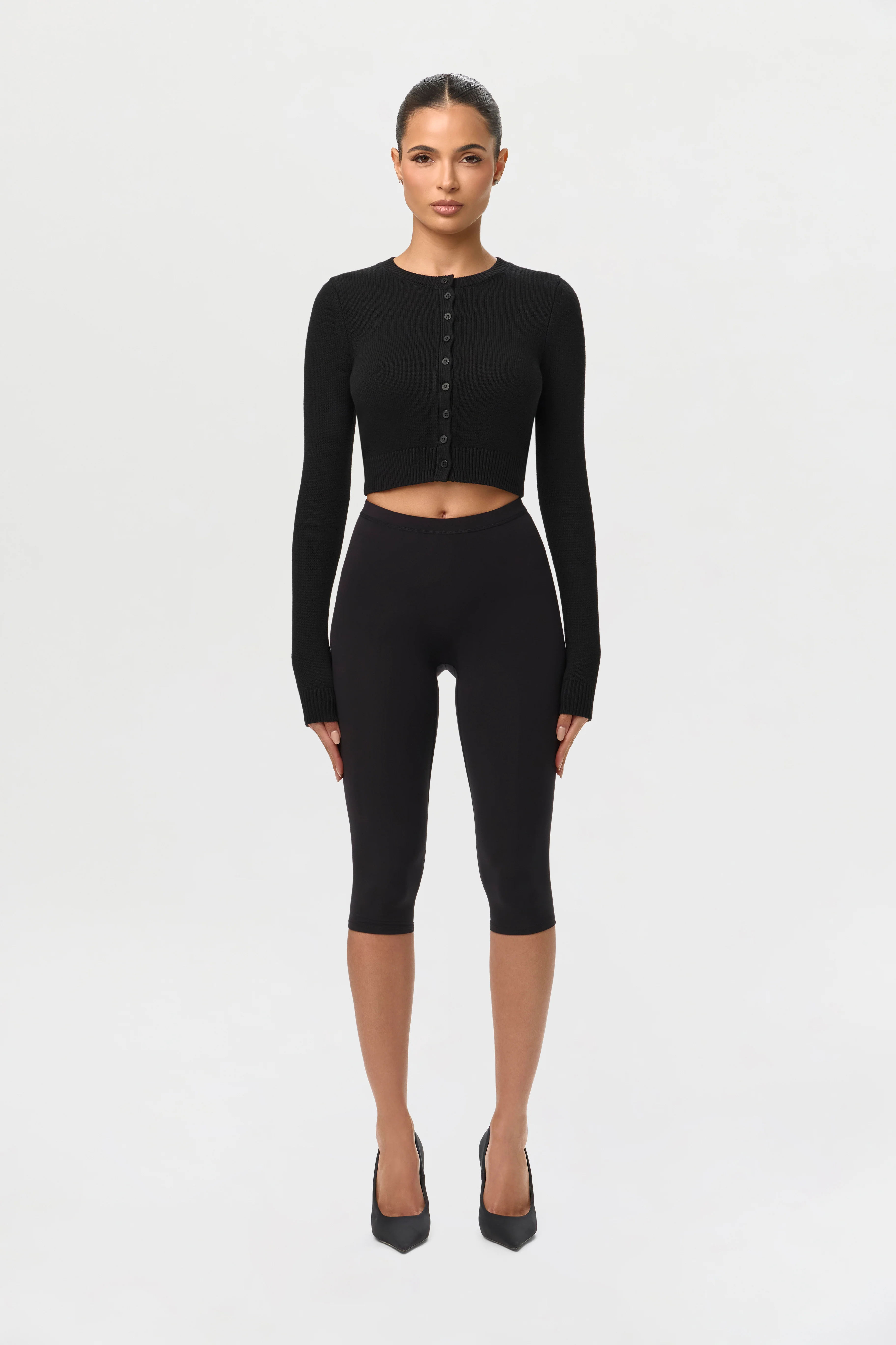 Knit Cropped Cardigan Top - Image 4