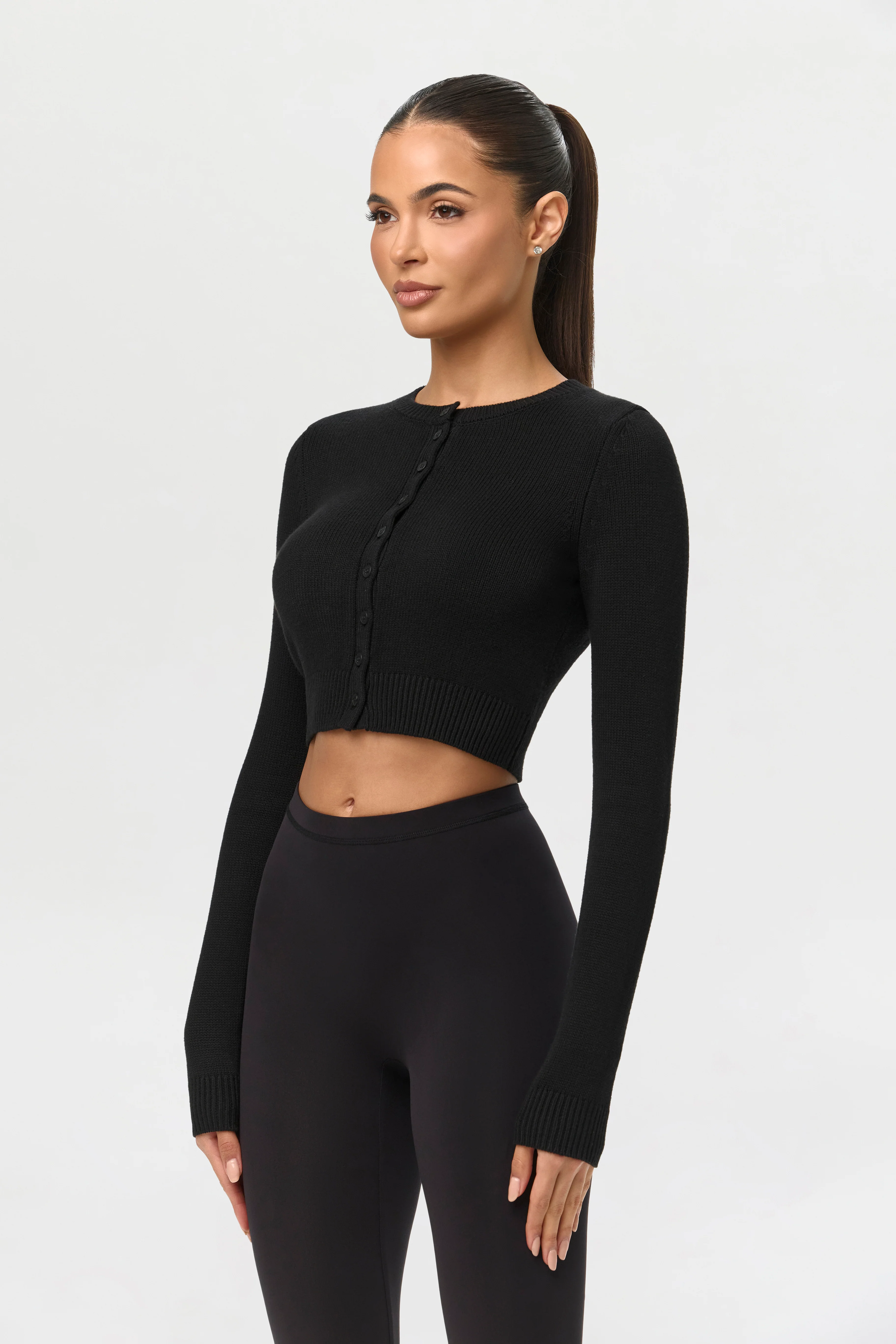 Knit Cropped Cardigan Top - Image 5