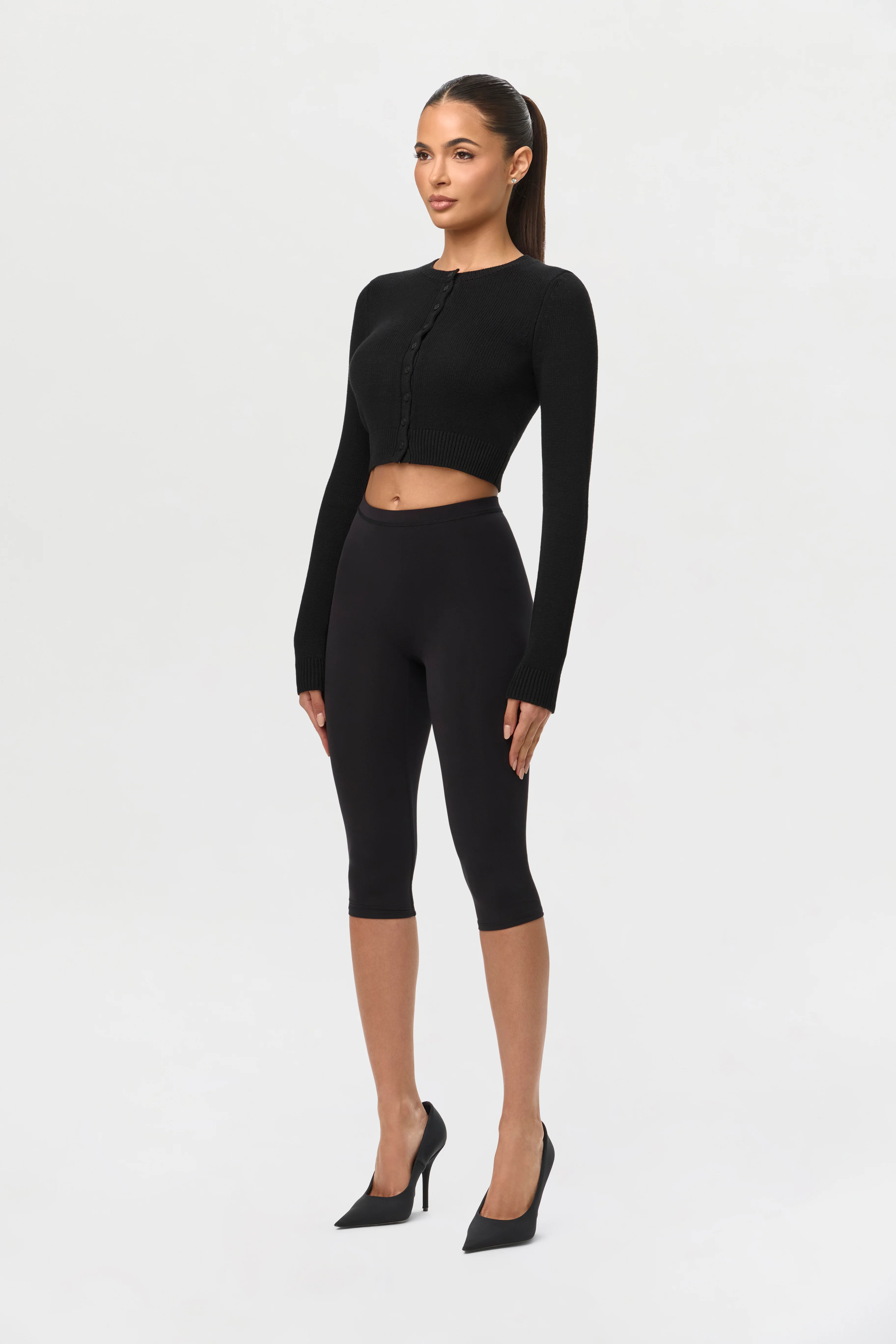 Knit Cropped Cardigan Top - Image 6