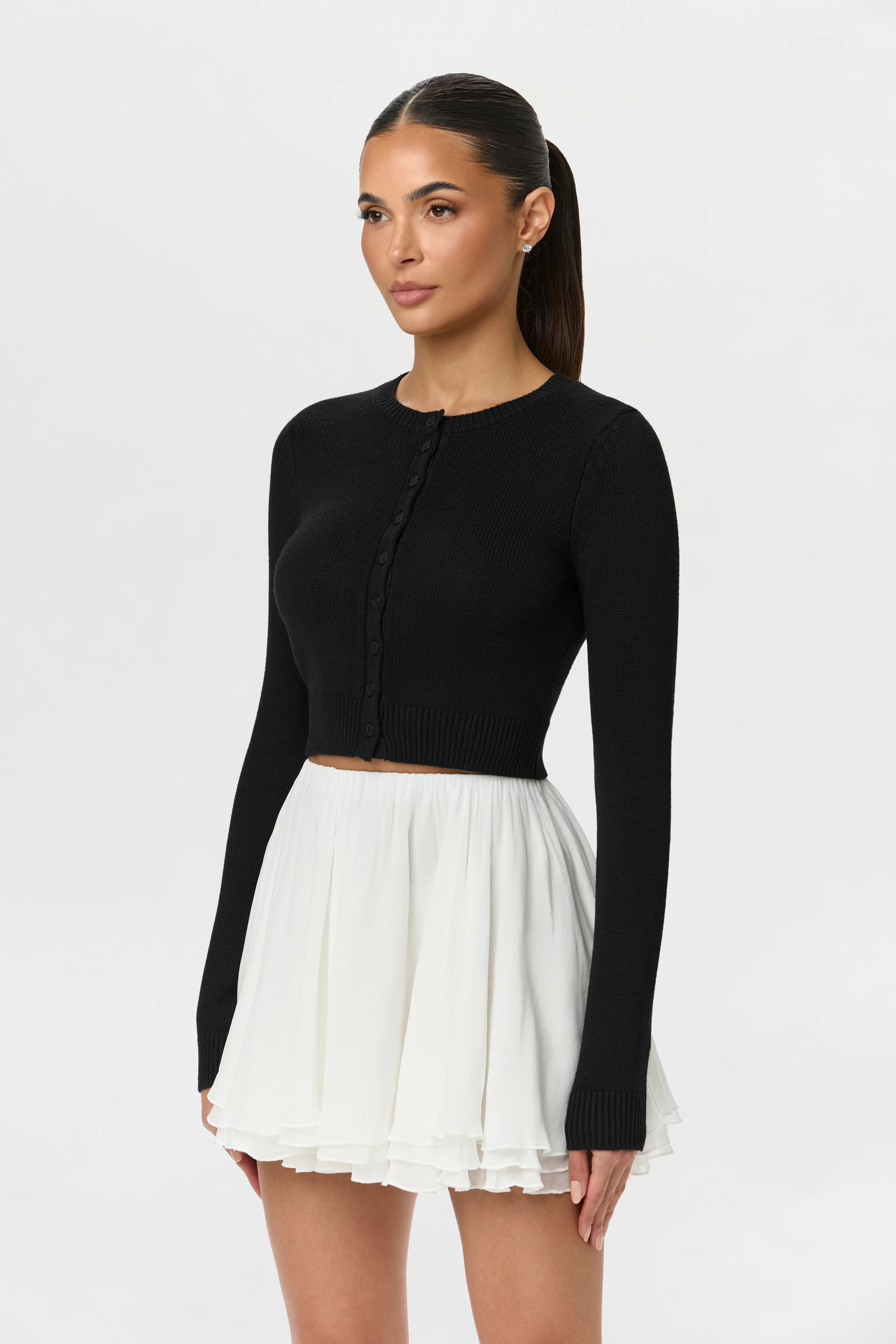 Knit Cropped Cardigan Top - Image 7