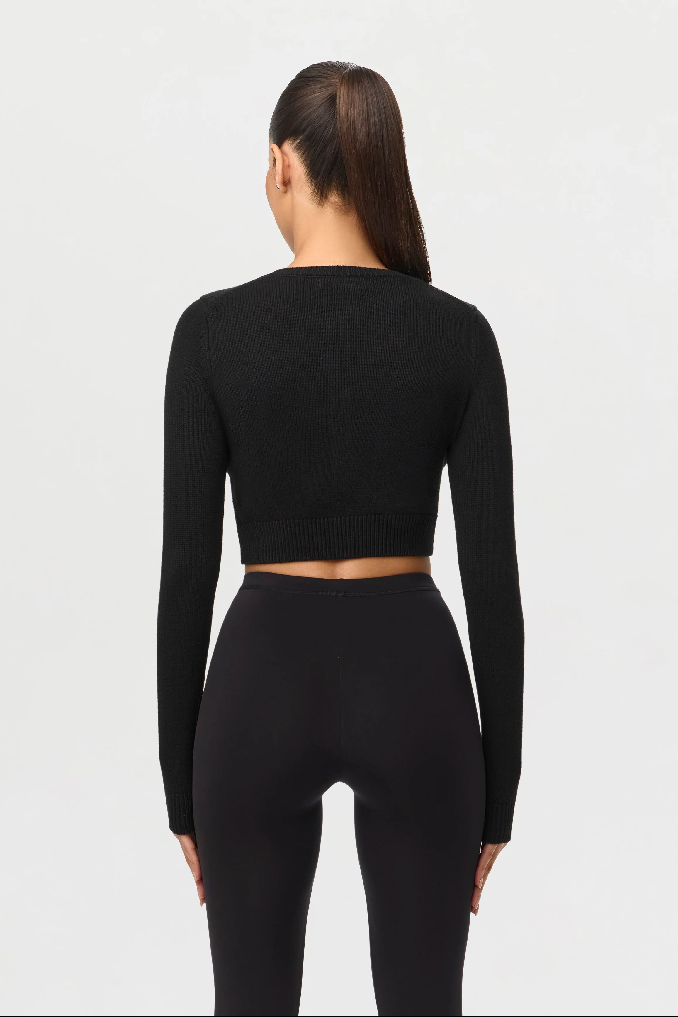 Knit Cropped Cardigan Top - Image 9
