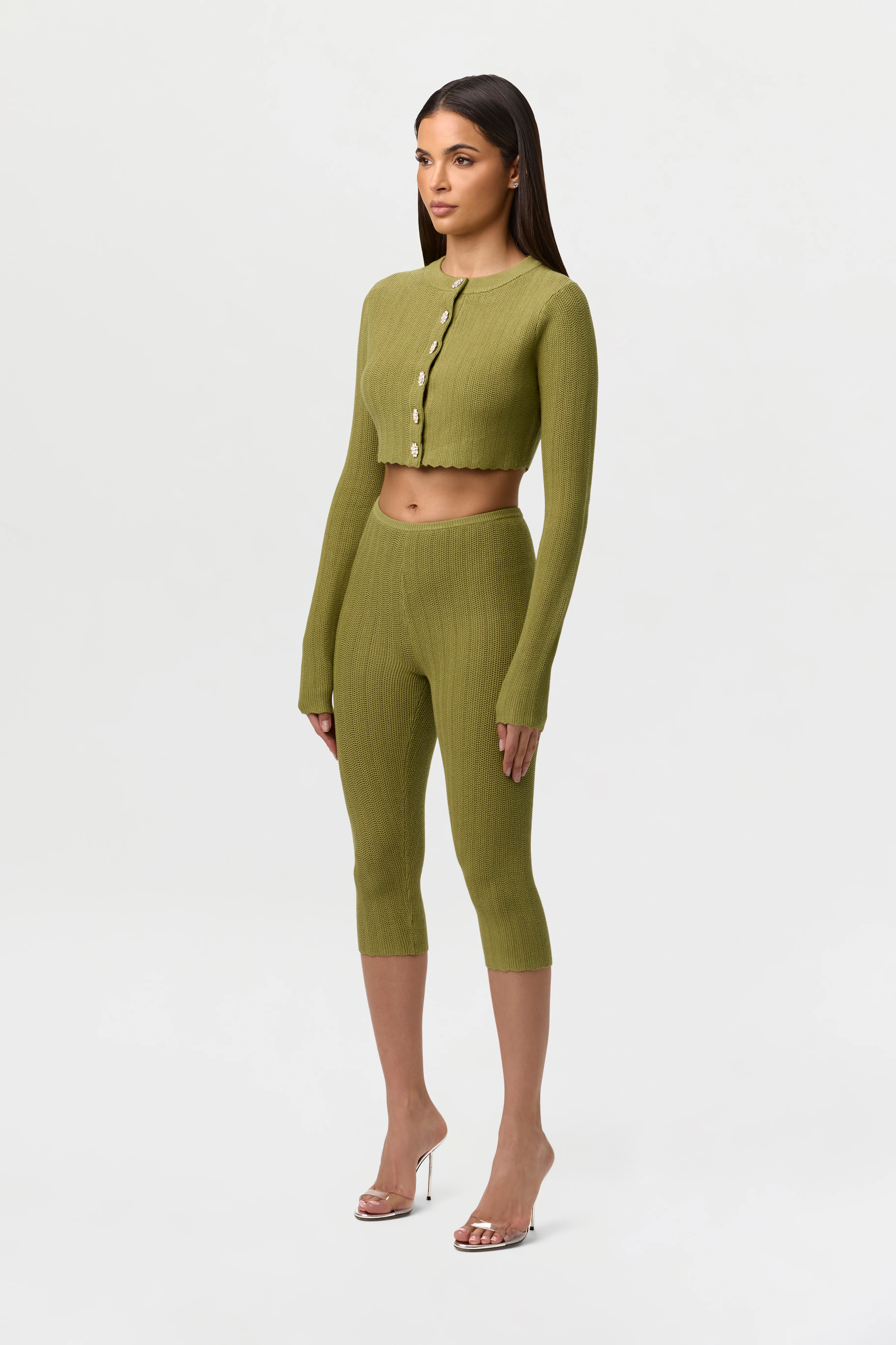 Knit Button Up Crop Cardigan - Image 5