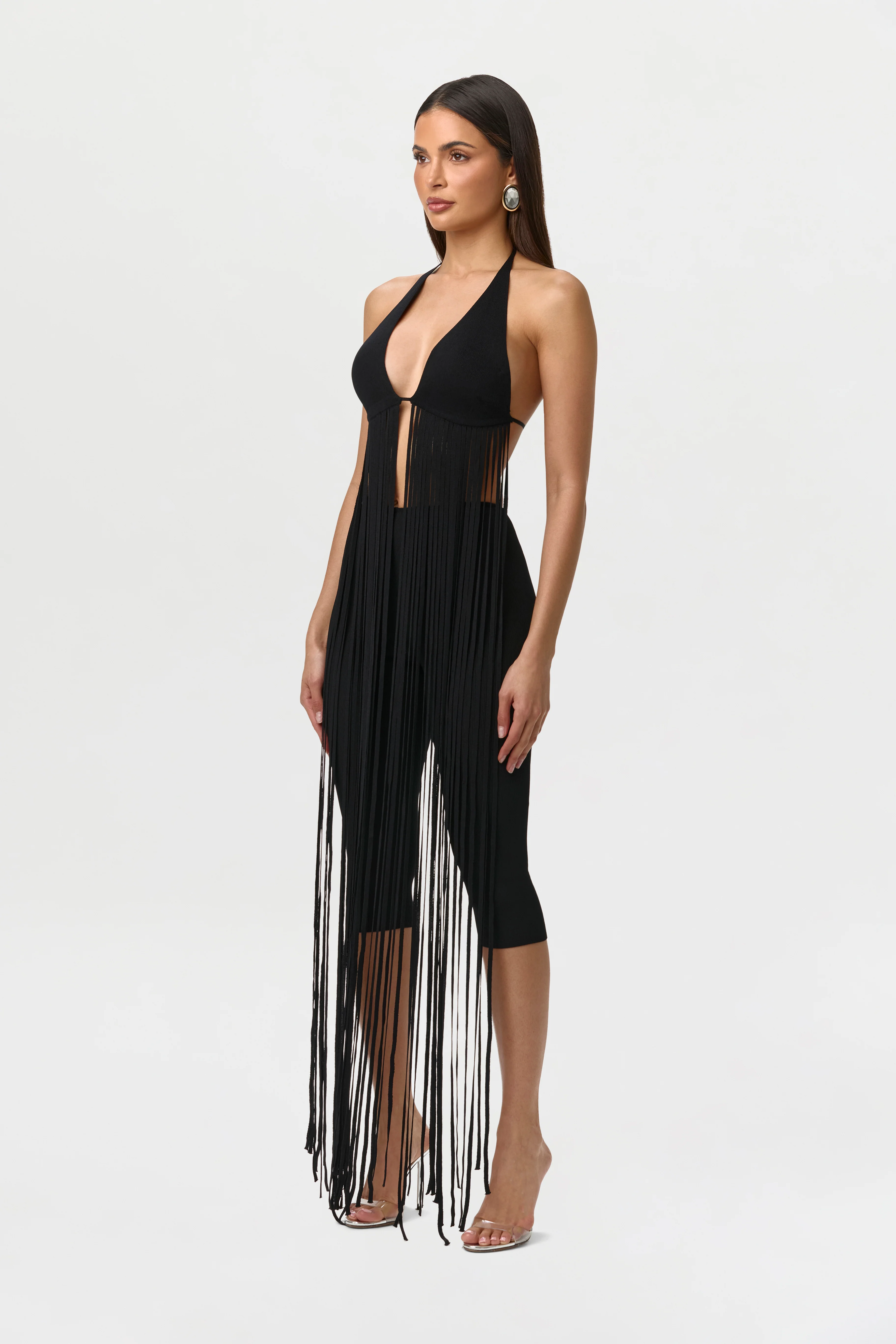 Knit Fringe Bra Halter Top - Image 2